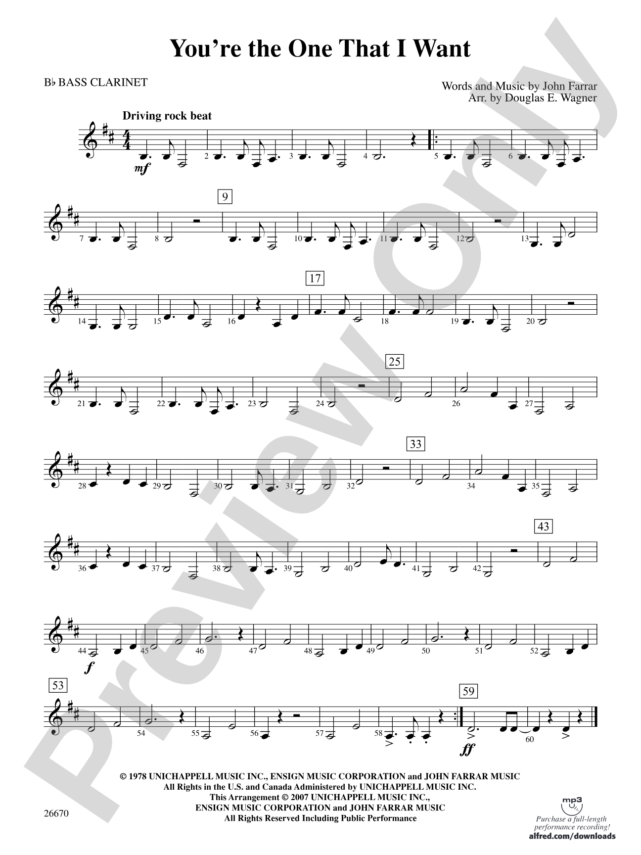 You're the One That I Want (from Grease): B-flat Bass Clarinet