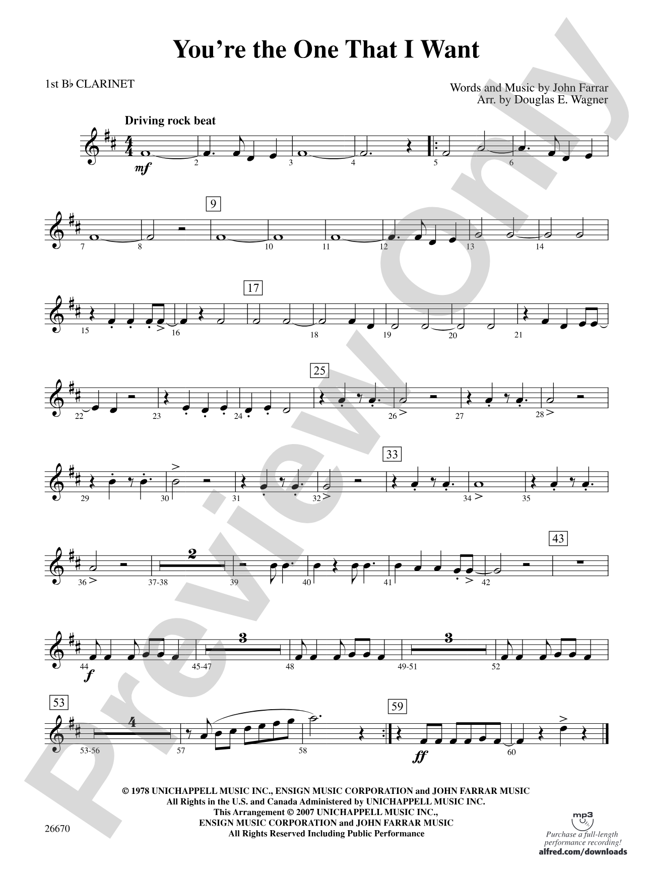 You're the One That I Want (from Grease): 1st B-flat Clarinet