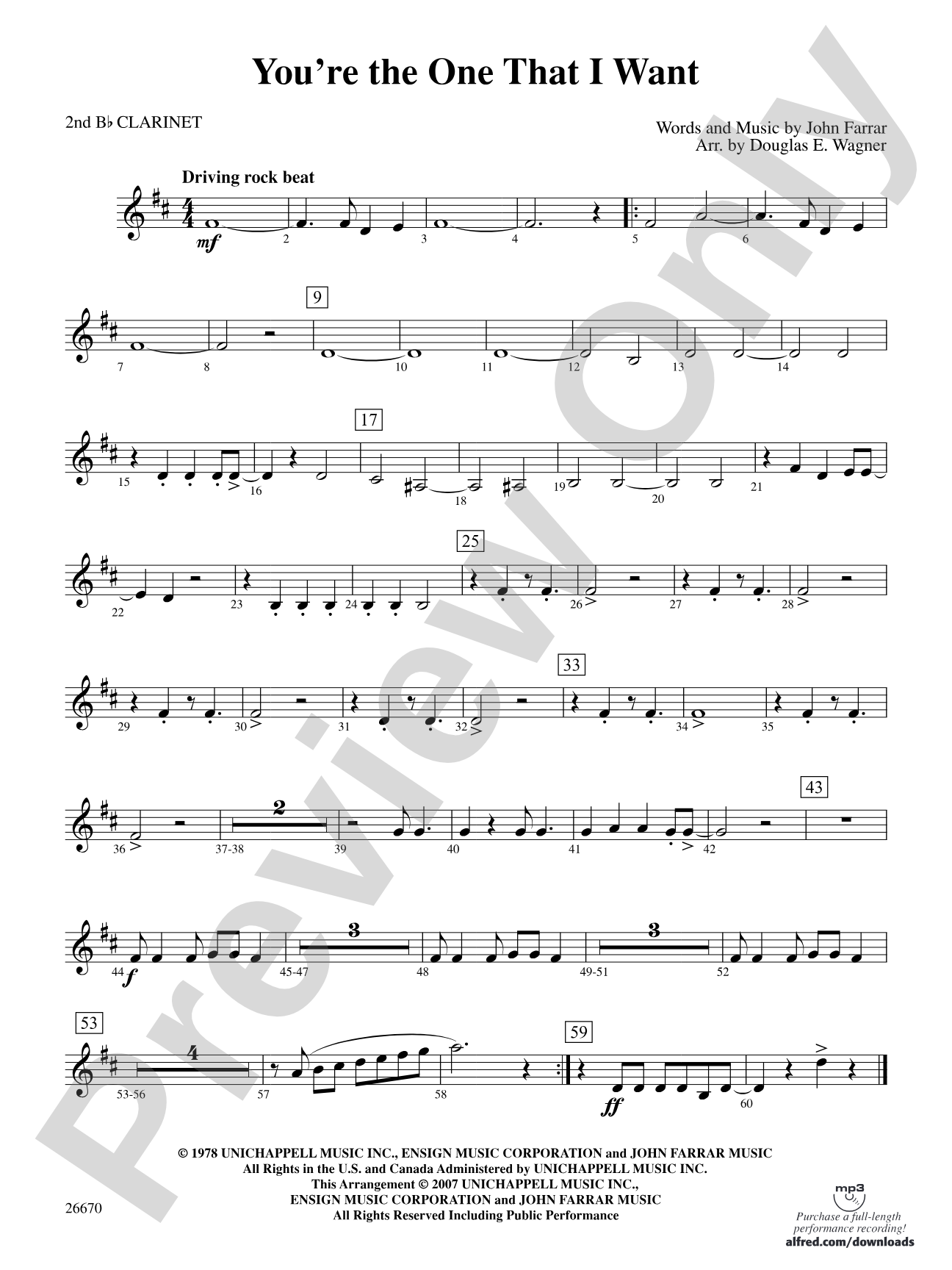 You're the One That I Want (from Grease): 2nd B-flat Clarinet