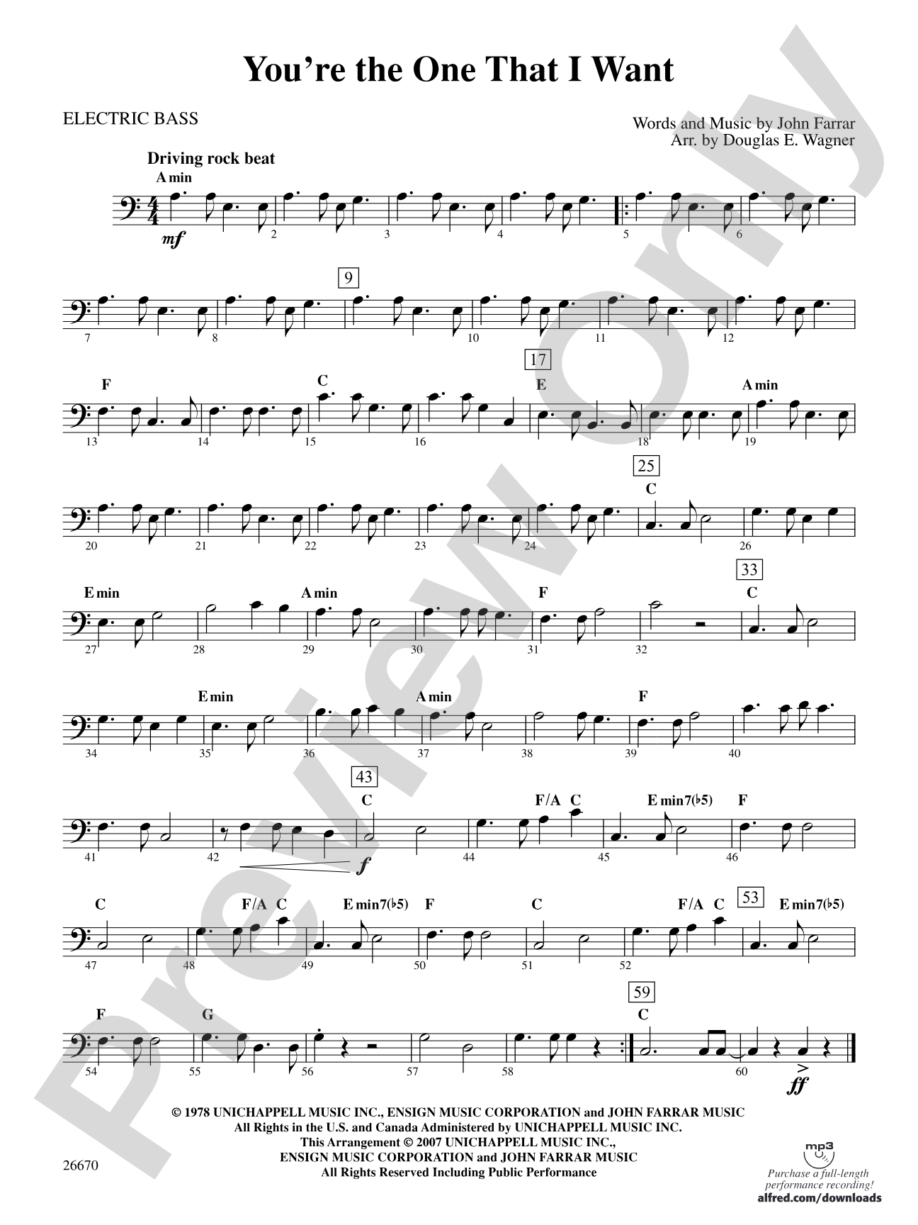 You're the One That I Want (from Grease): Electric Bass