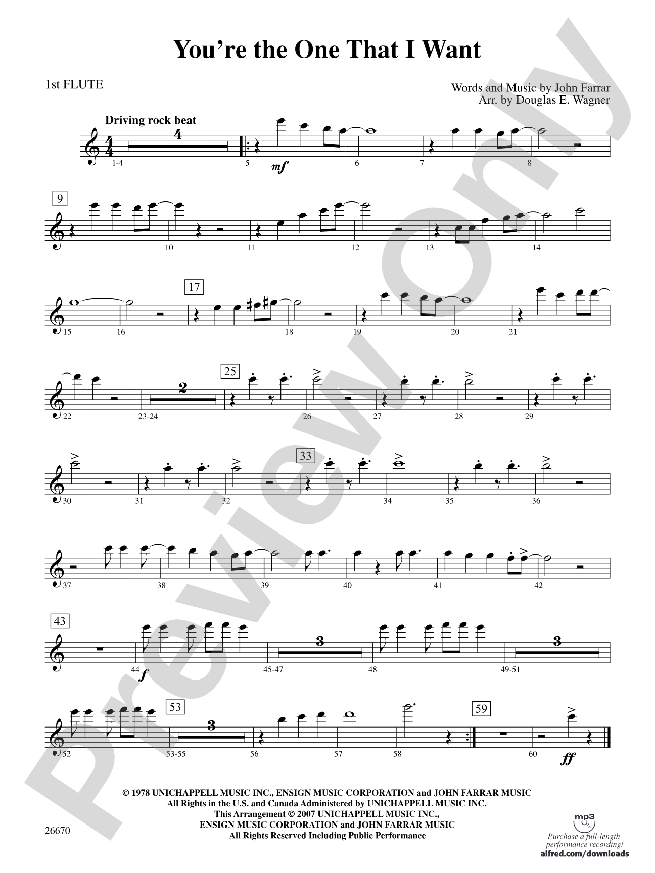 You're the One That I Want (from Grease): Flute