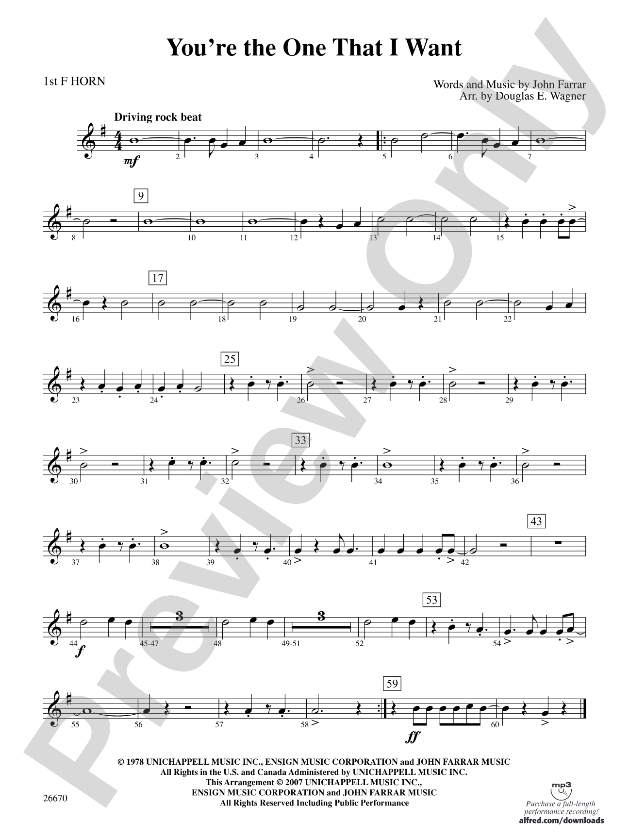 You're the One That I Want (from Grease): 1st F Horn