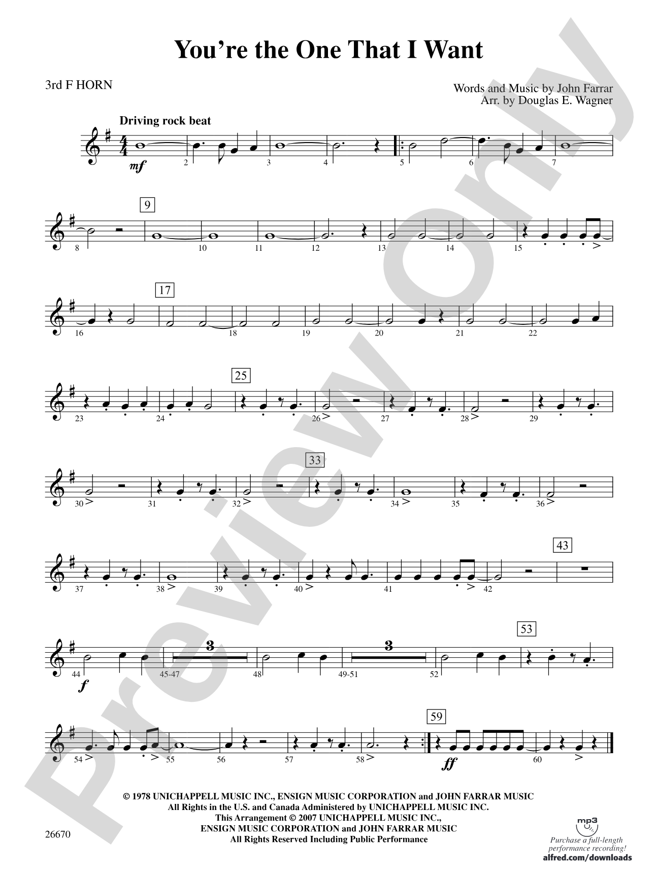 You're the One That I Want (from Grease): 3rd F Horn