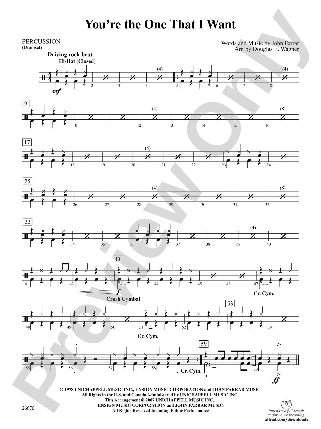 You're the One That I Want (from Grease): 1st Percussion