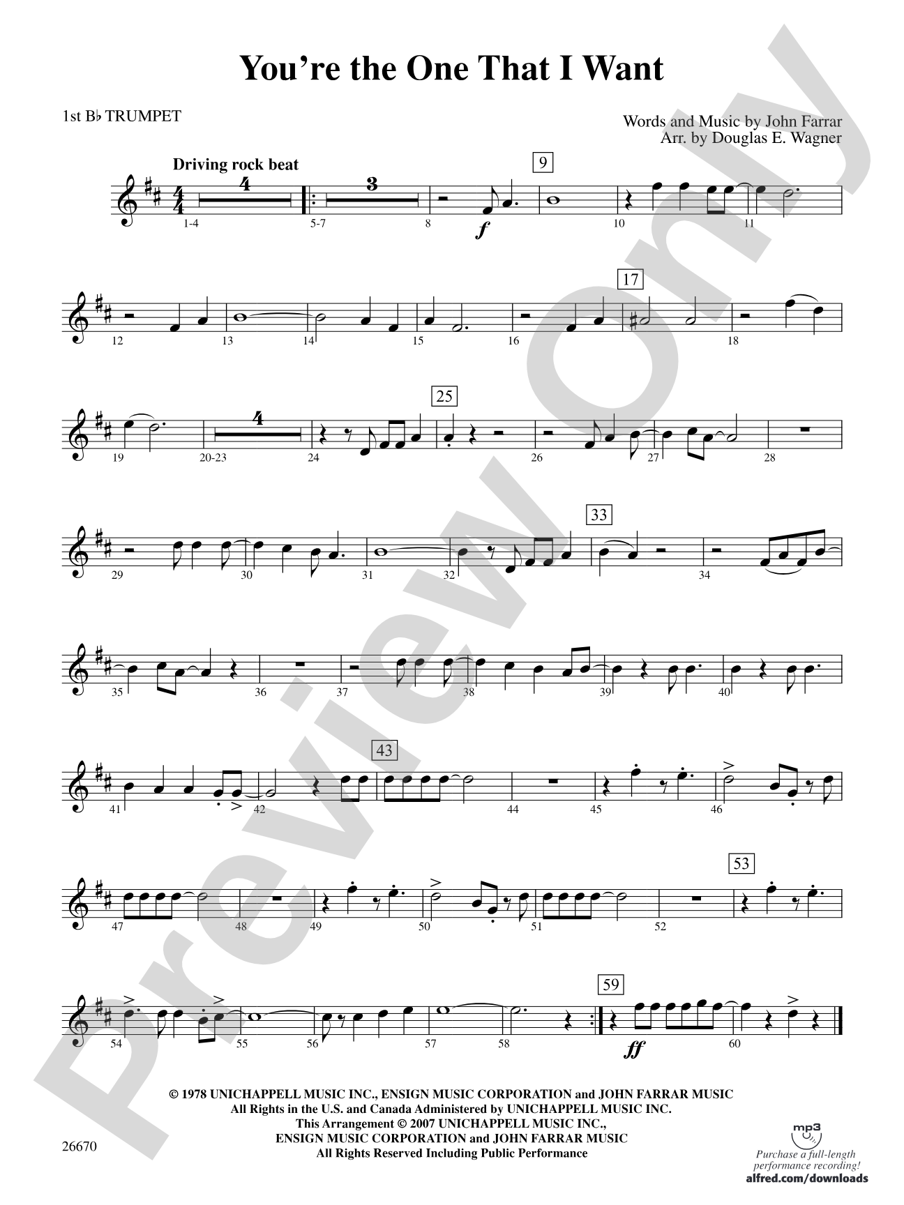 You're the One That I Want (from Grease): 1st B-flat Trumpet