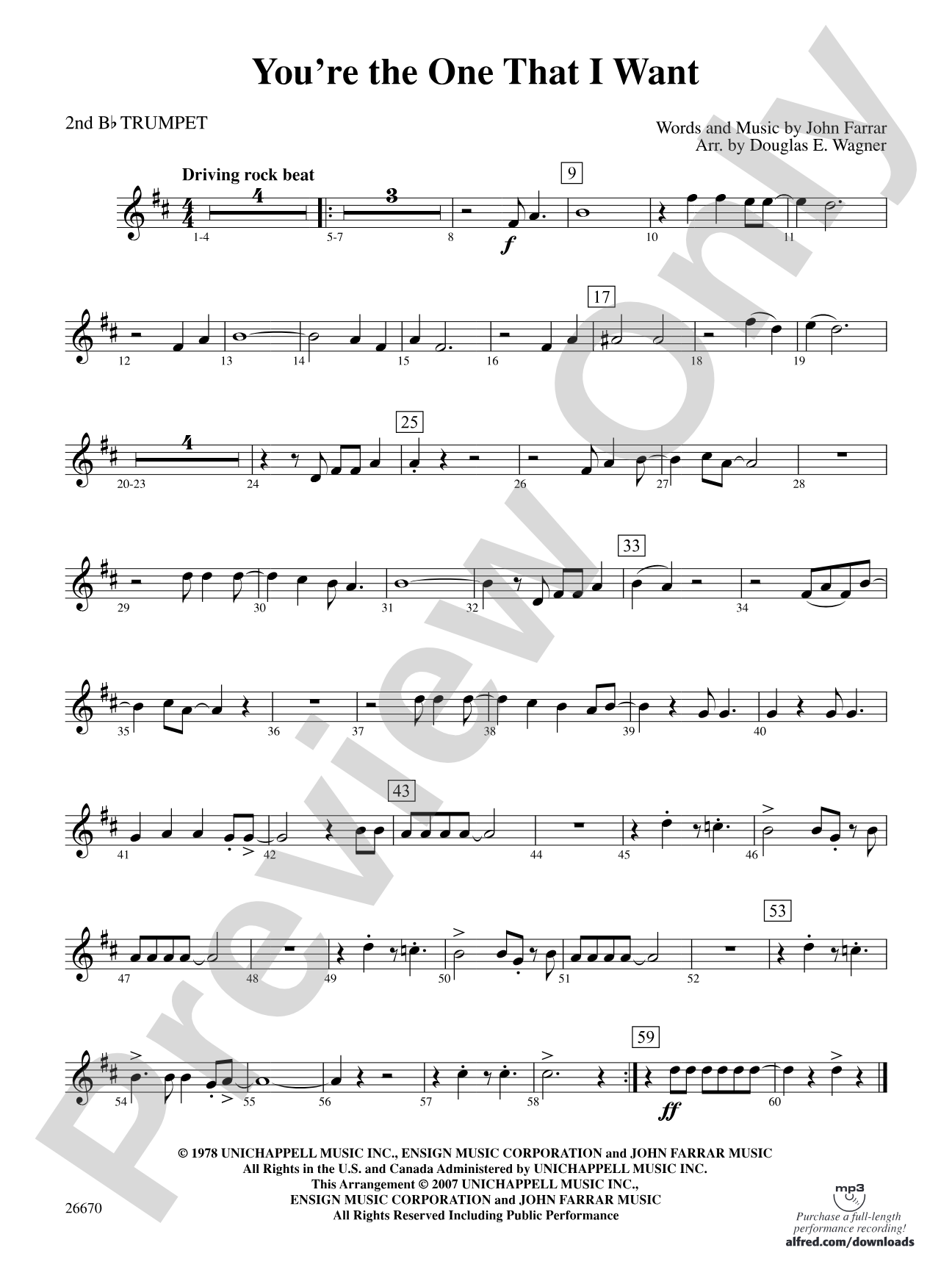 You're the One That I Want (from Grease): 2nd B-flat Trumpet