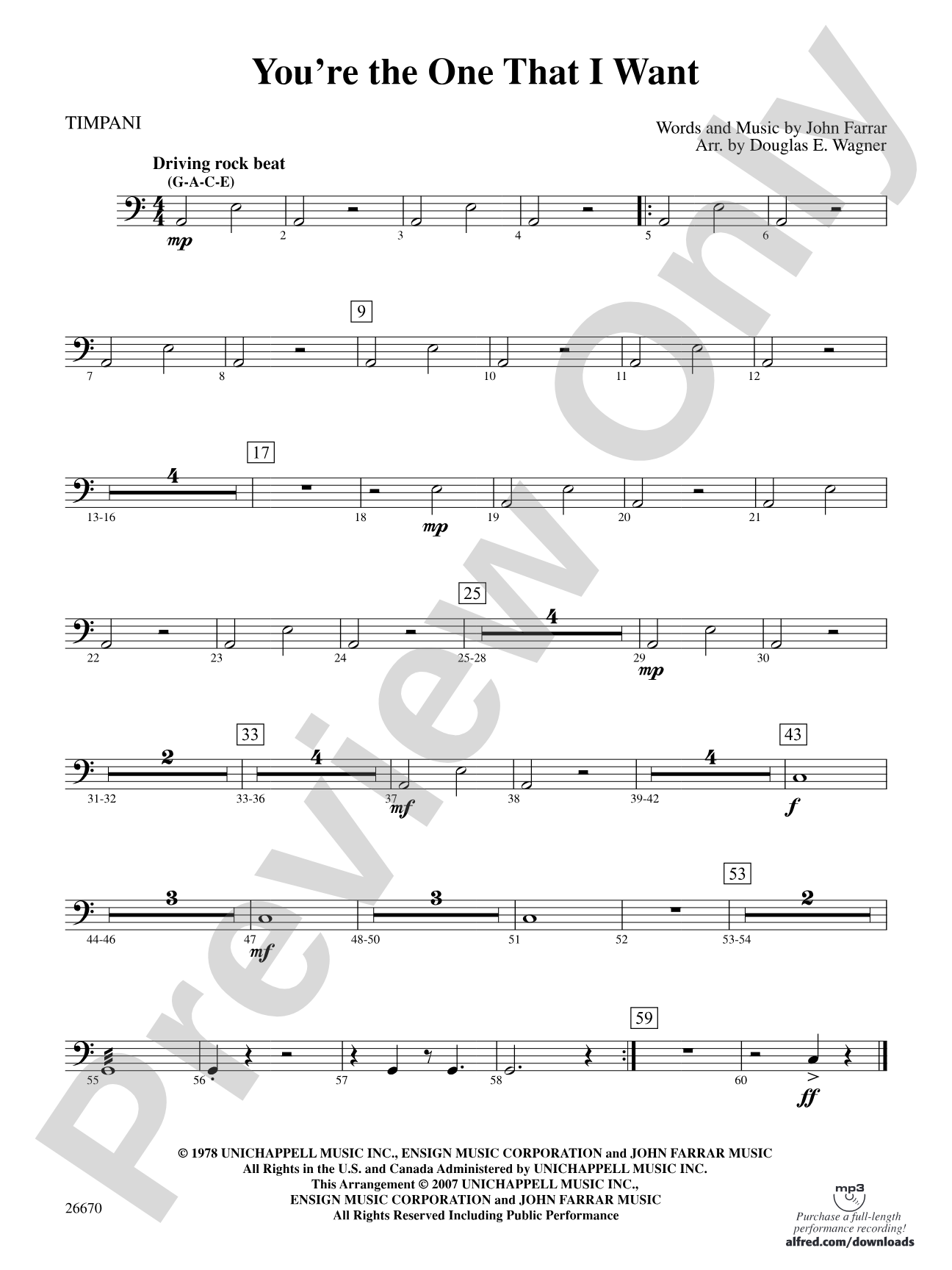 You're the One That I Want (from Grease): Timpani
