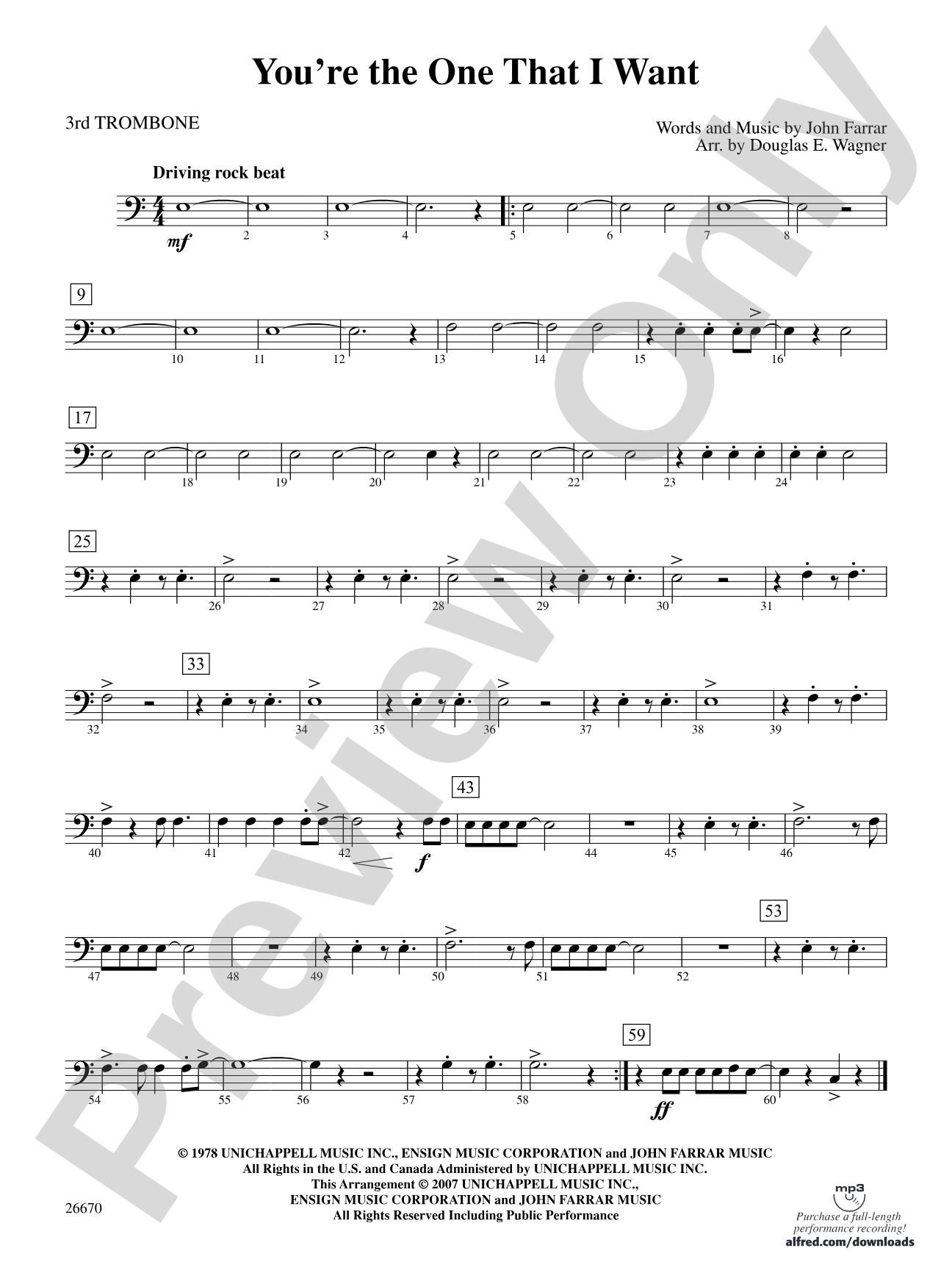 You're the One That I Want (from Grease): 3rd Trombone