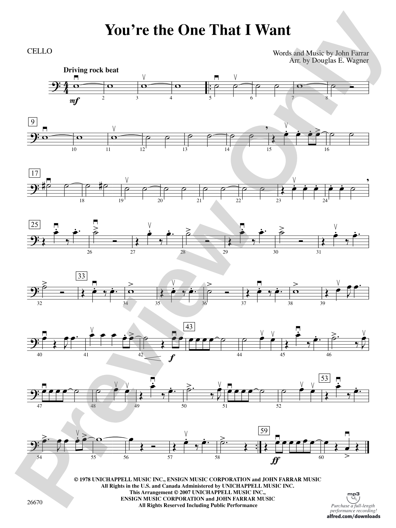 You're the One That I Want (from Grease): Cello