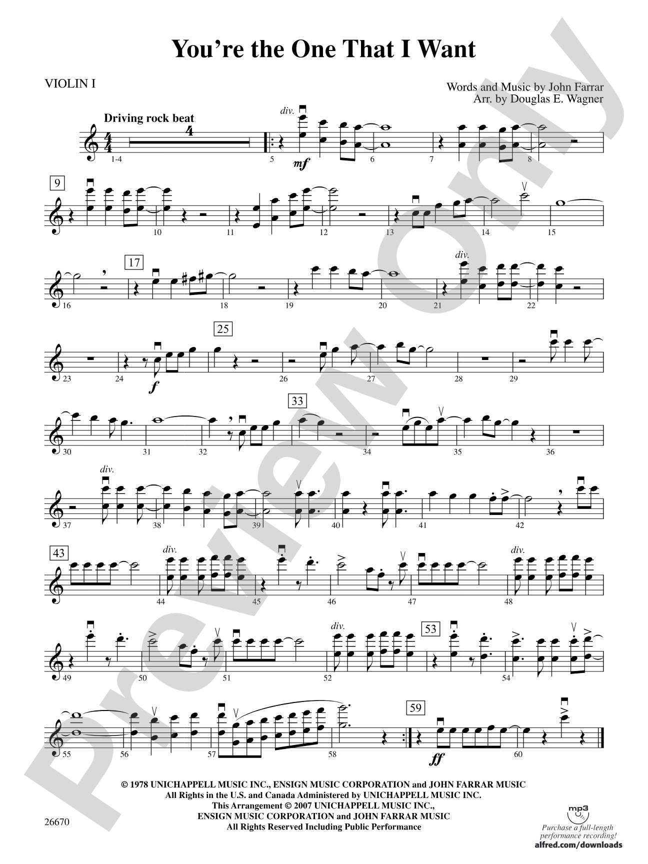 You're the One That I Want (from Grease): 1st Violin