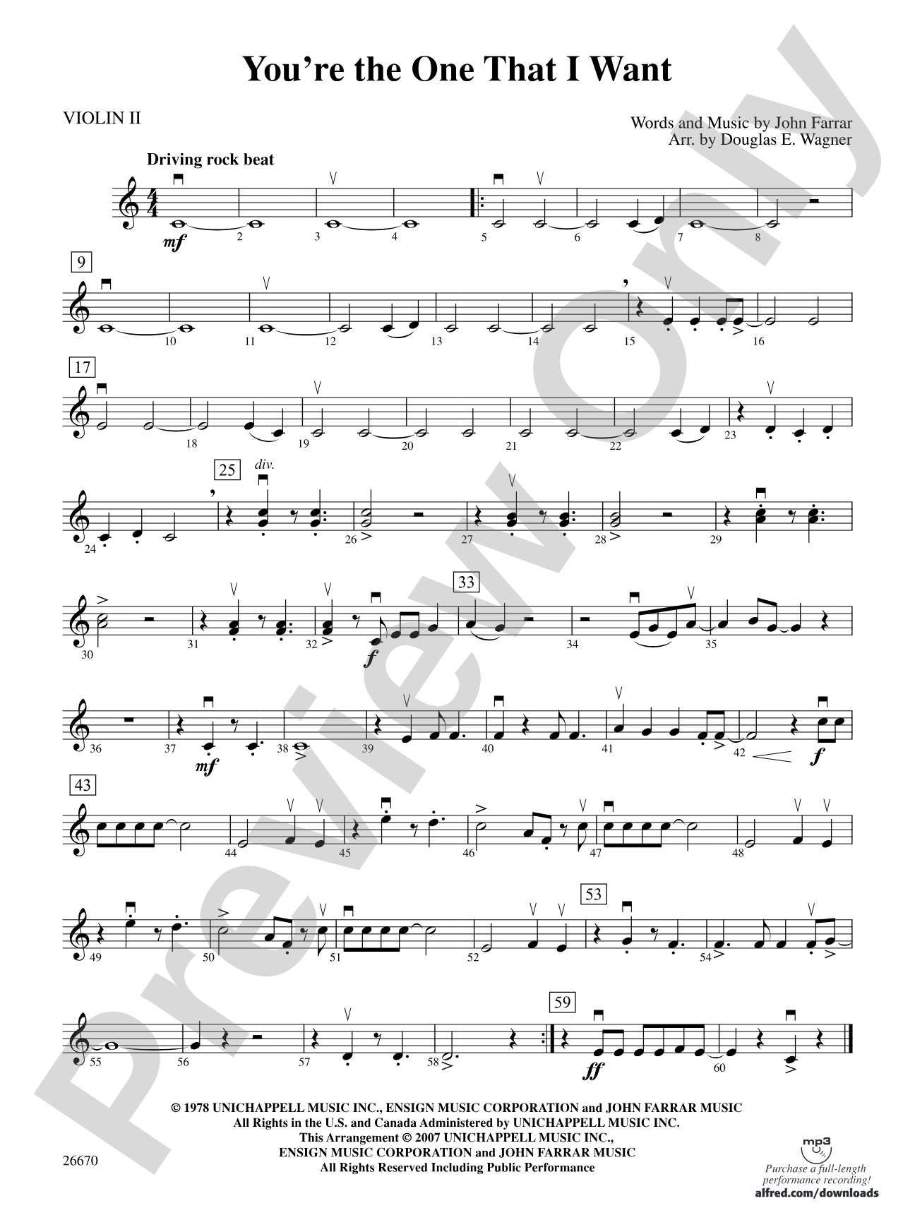 You're the One That I Want (from Grease): 2nd Violin