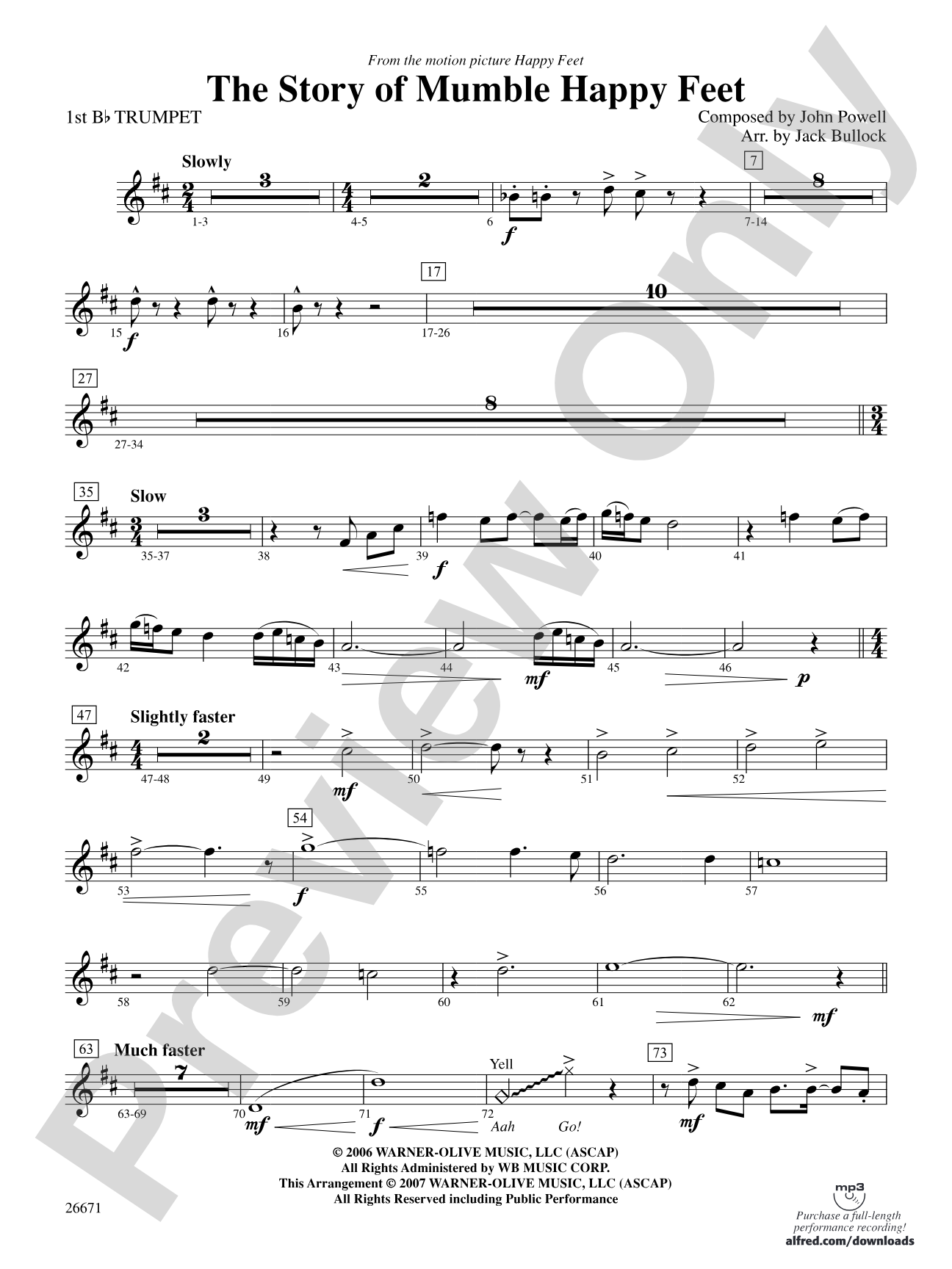 The Story of Mumble Happy Feet: 1st B-flat Trumpet
