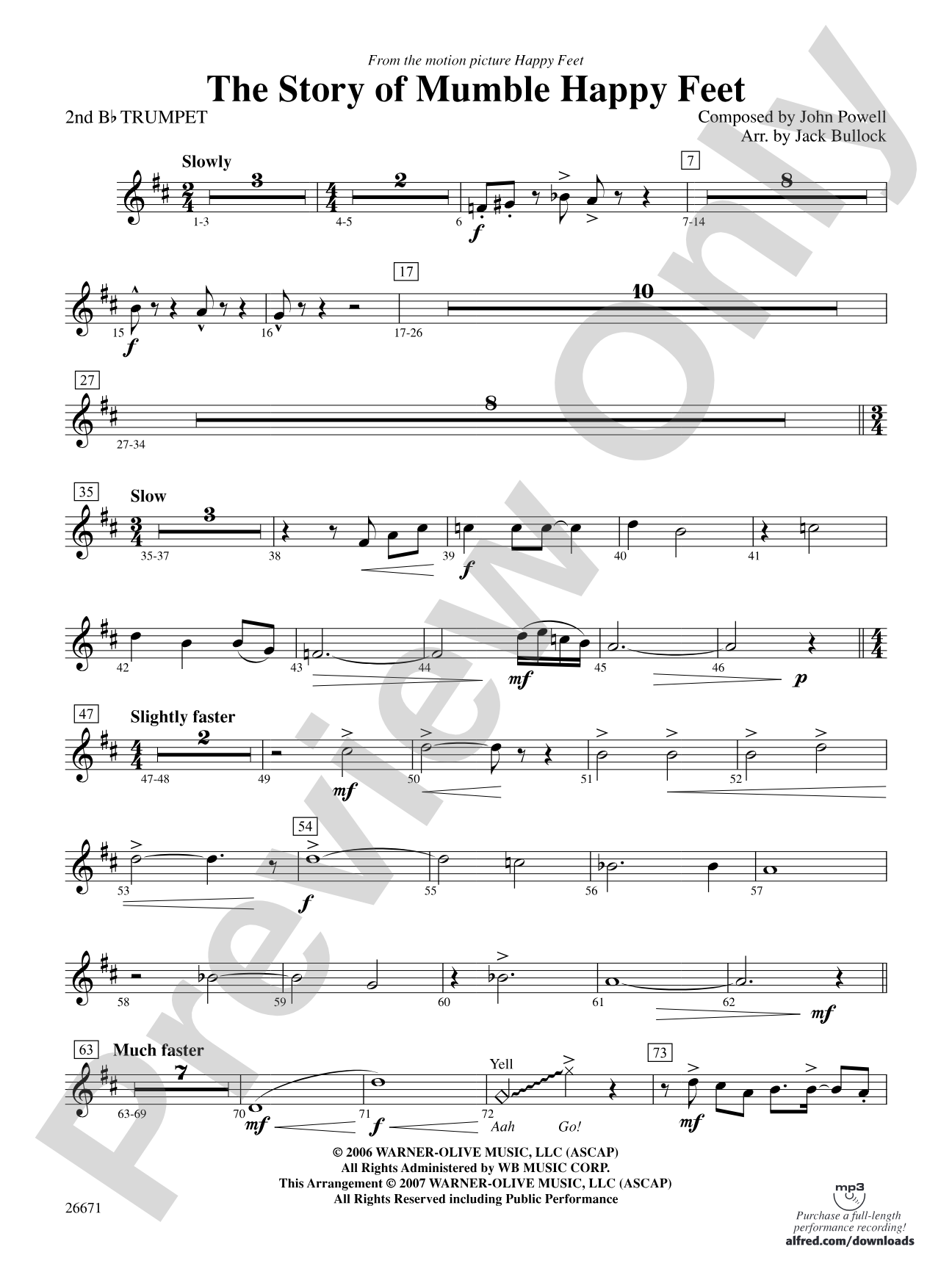 The Story of Mumble Happy Feet: 2nd B-flat Trumpet