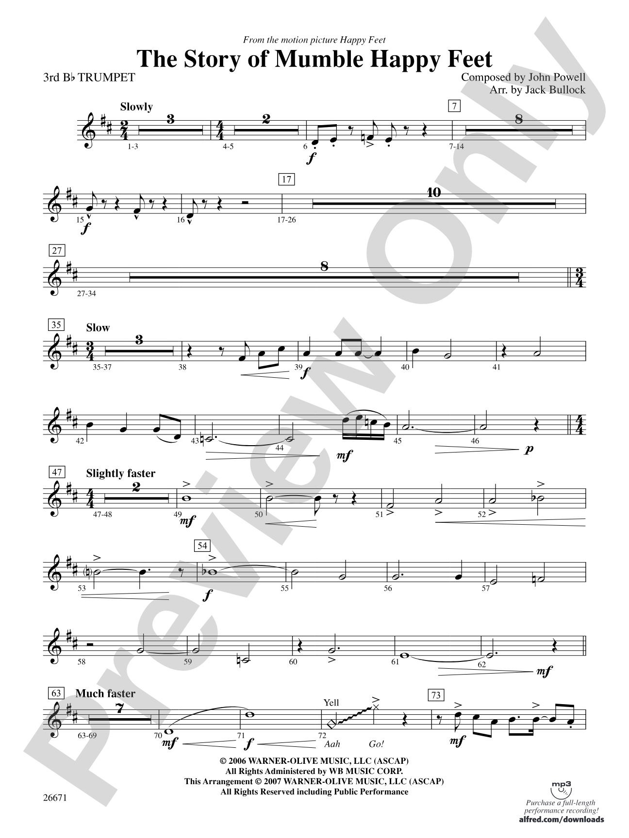 The Story of Mumble Happy Feet: 3rd B-flat Trumpet