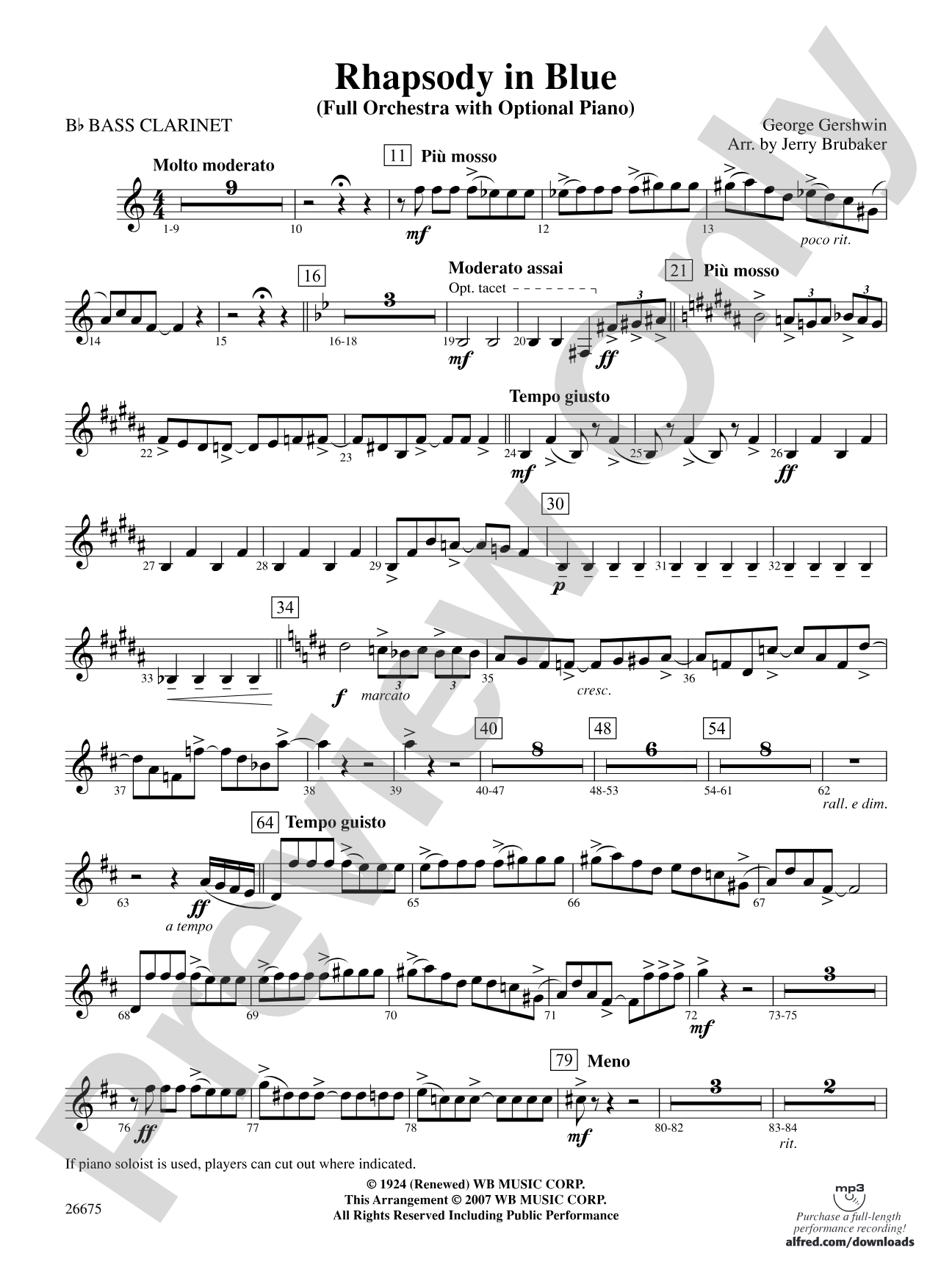 Rhapsody in Blue: B-flat Bass Clarinet