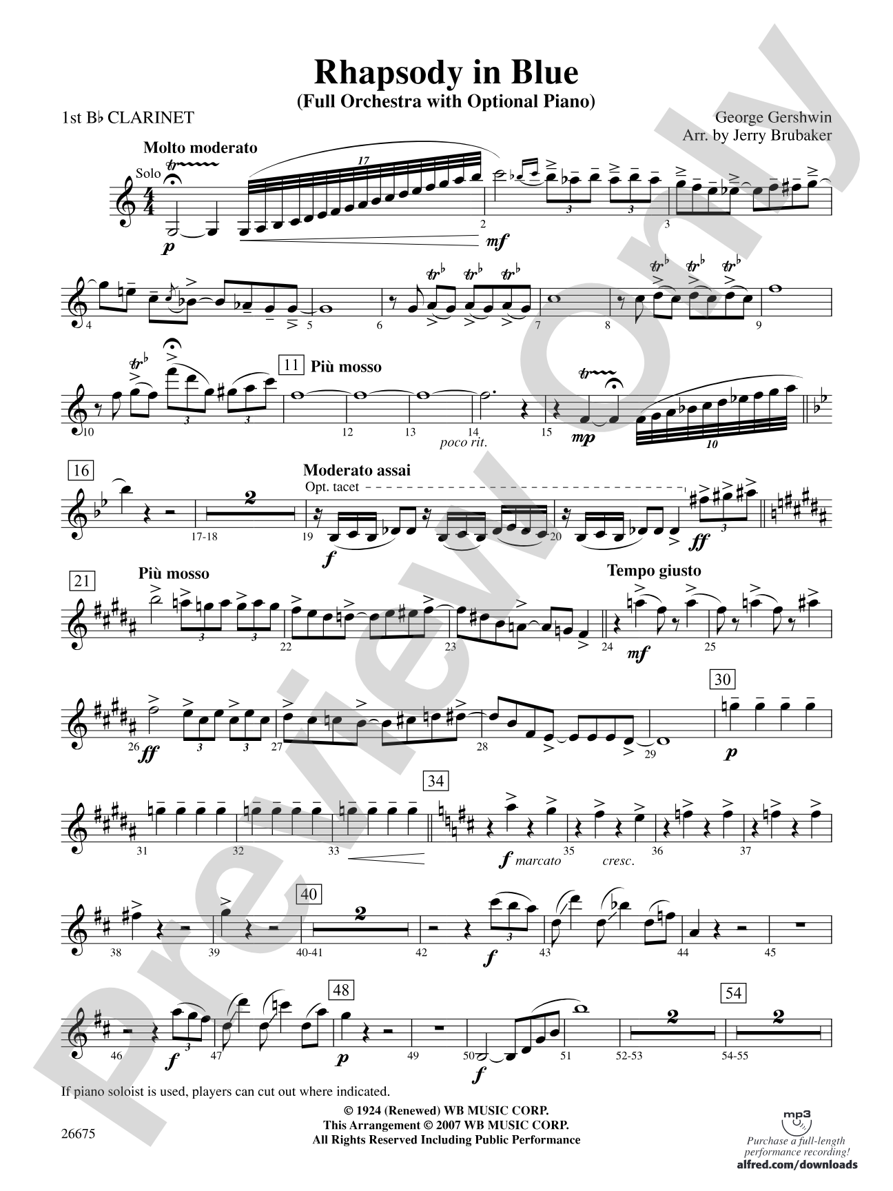 Rhapsody in Blue: 1st B-flat Clarinet