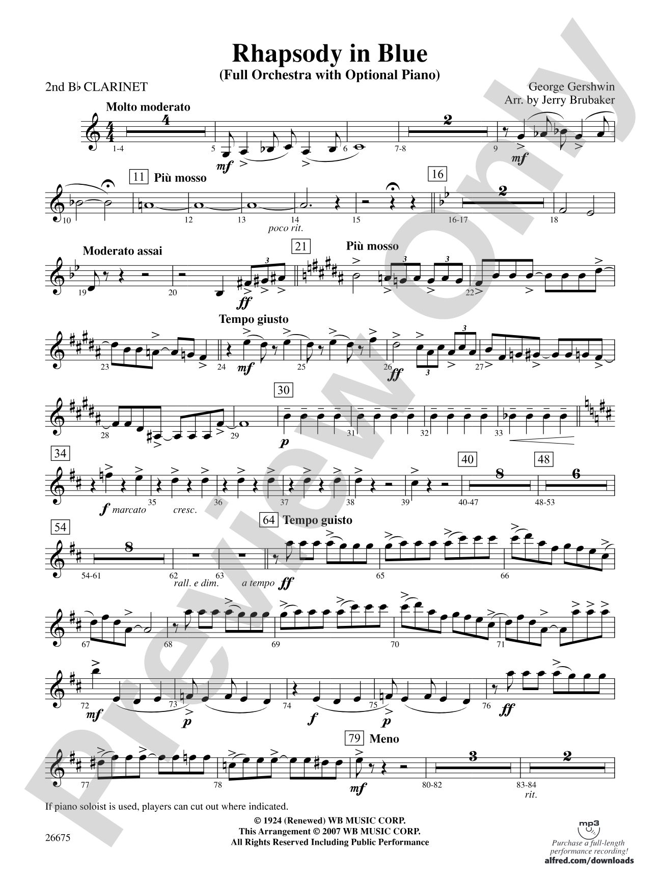Rhapsody in Blue: 2nd B-flat Clarinet
