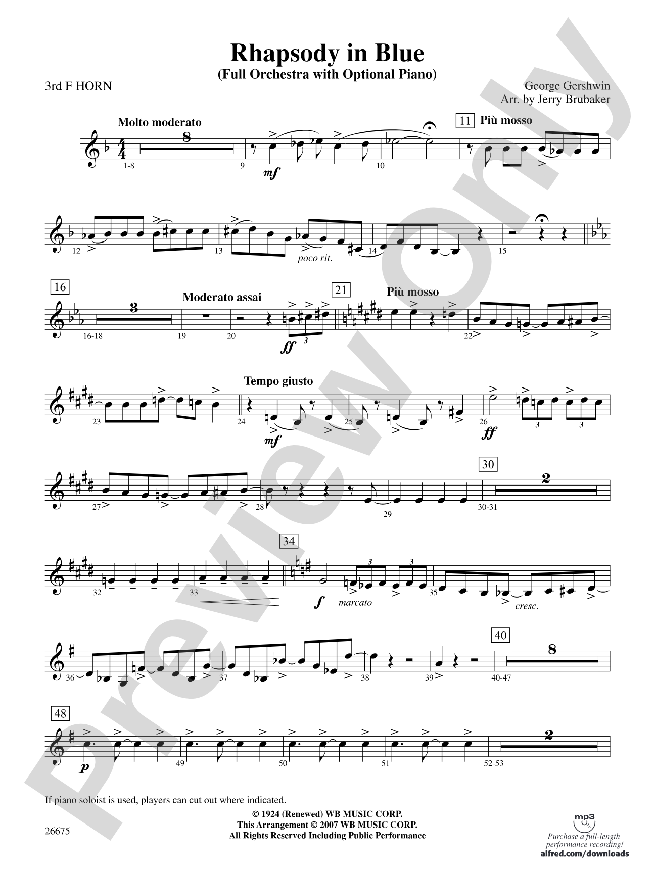 Rhapsody in Blue: 3rd F Horn