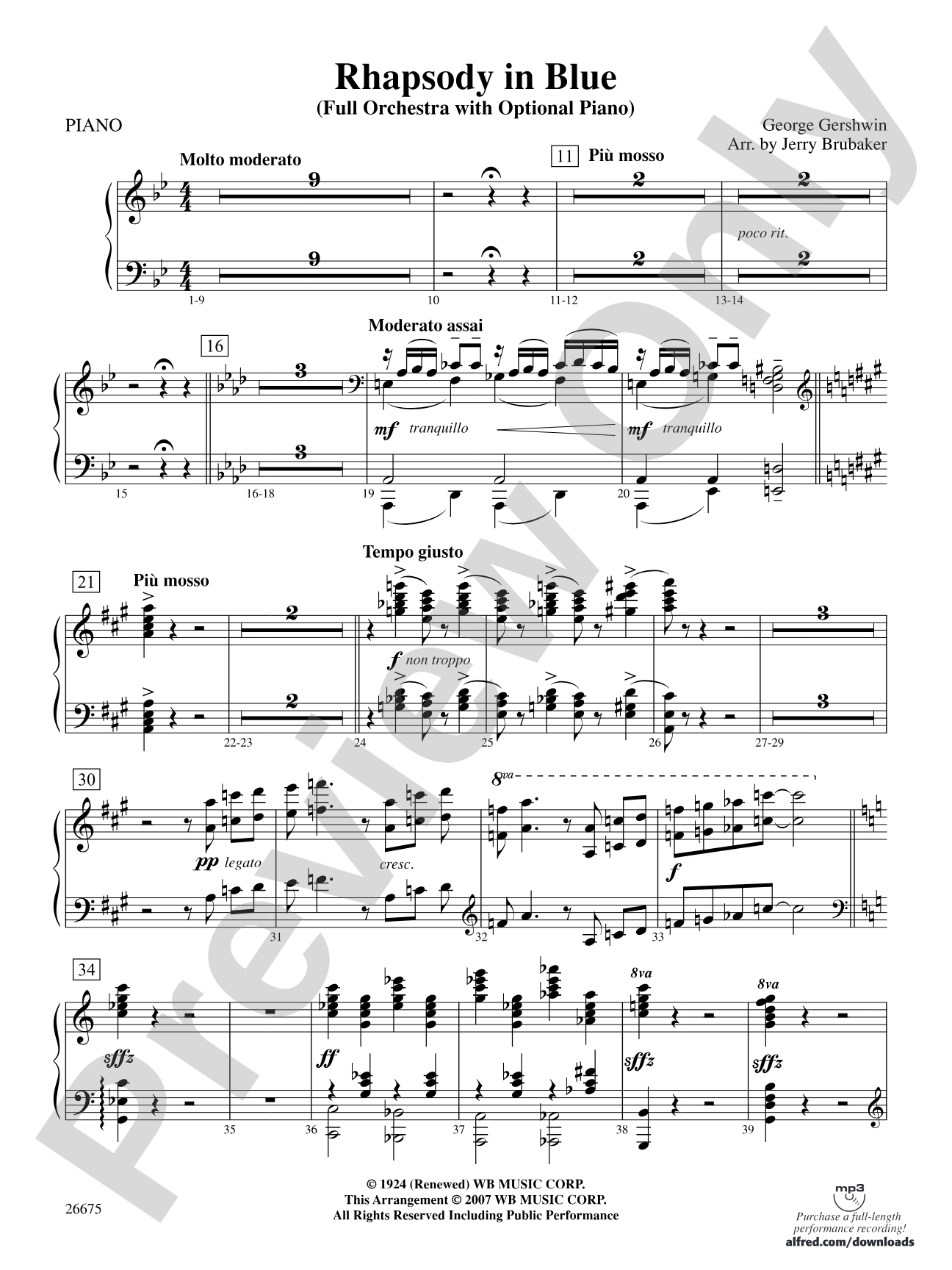 Rhapsody in Blue: Piano Accompaniment
