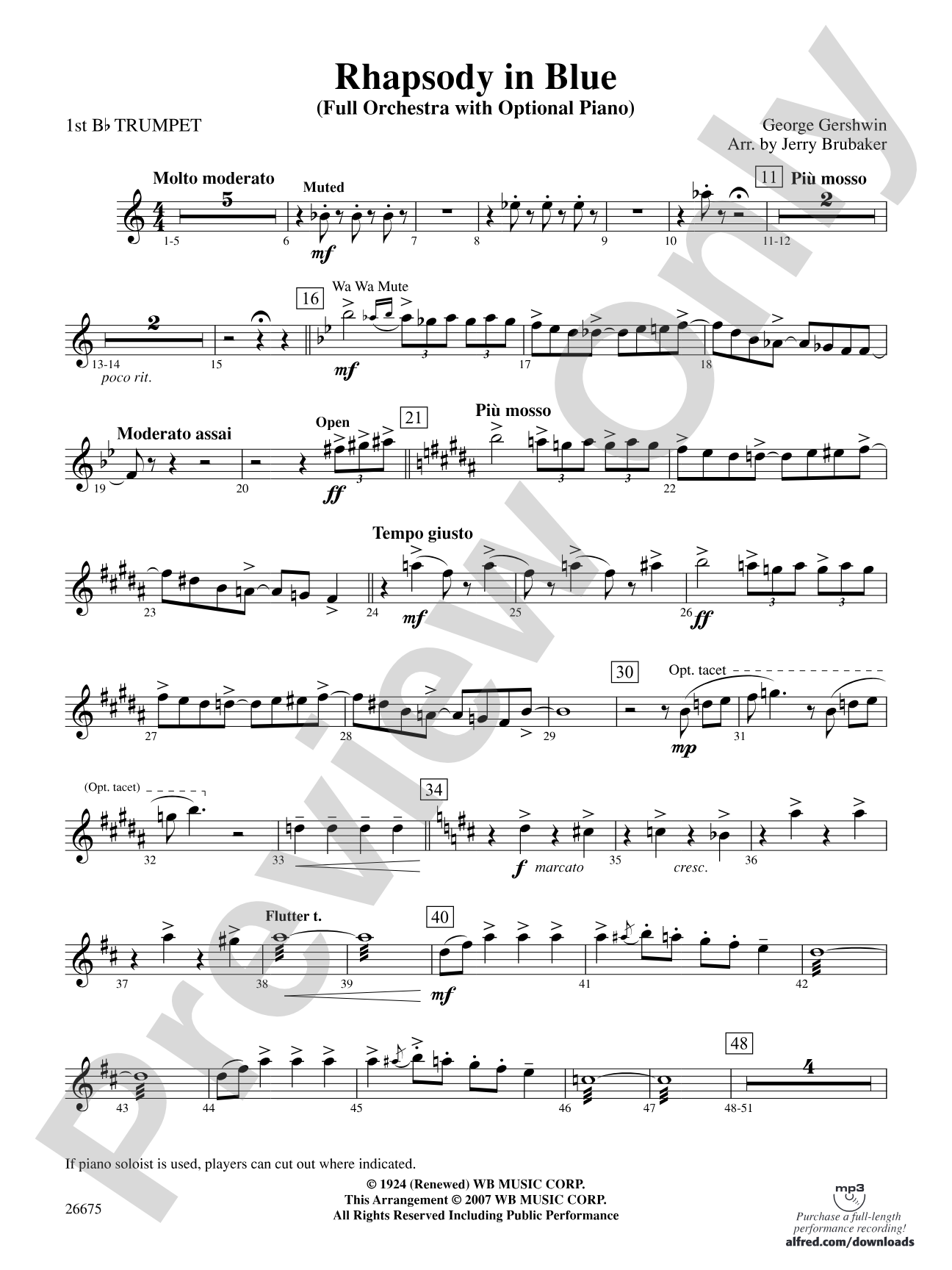 Rhapsody in Blue: 1st B-flat Trumpet
