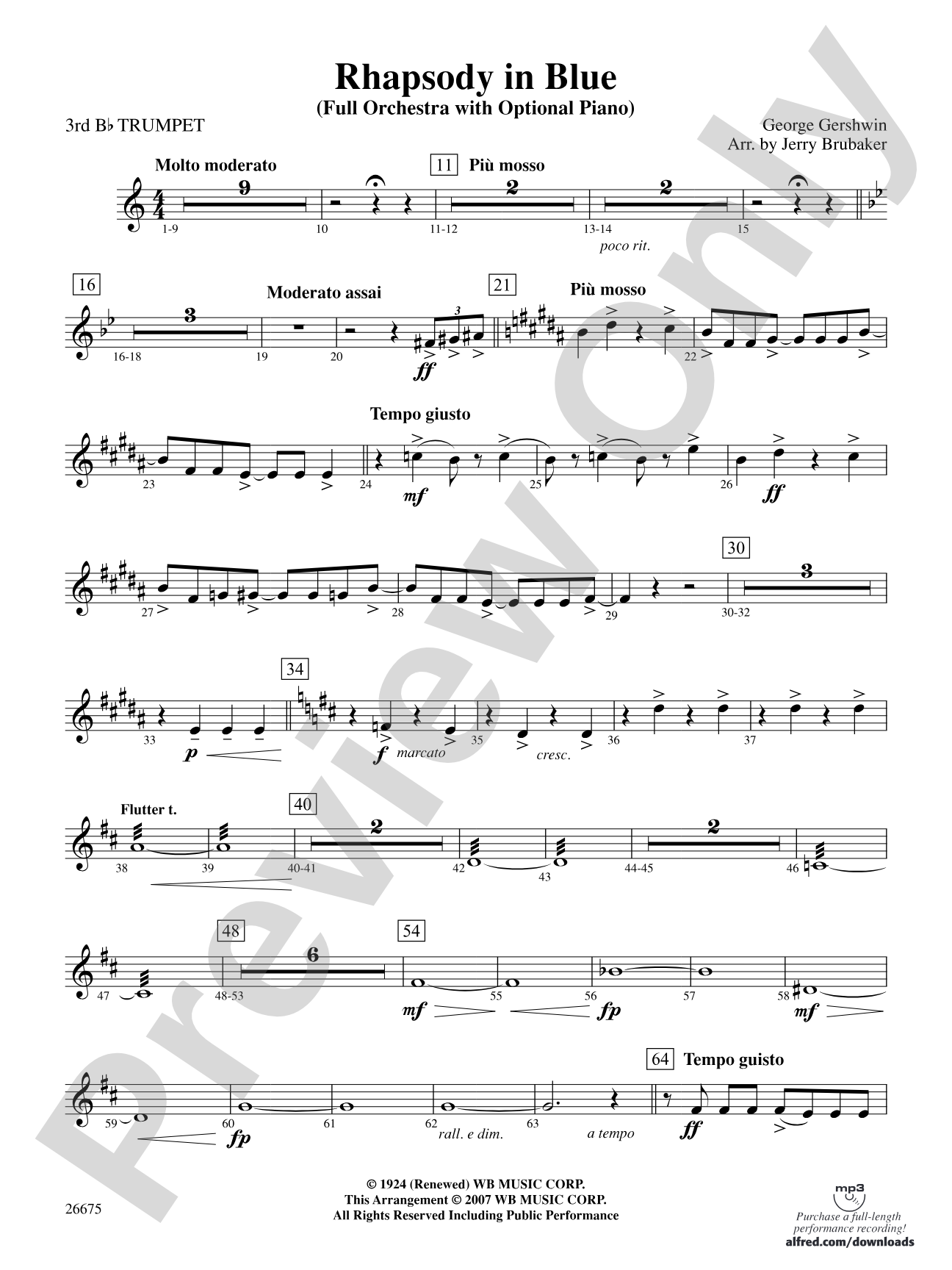 Rhapsody in Blue: 3rd B-flat Trumpet