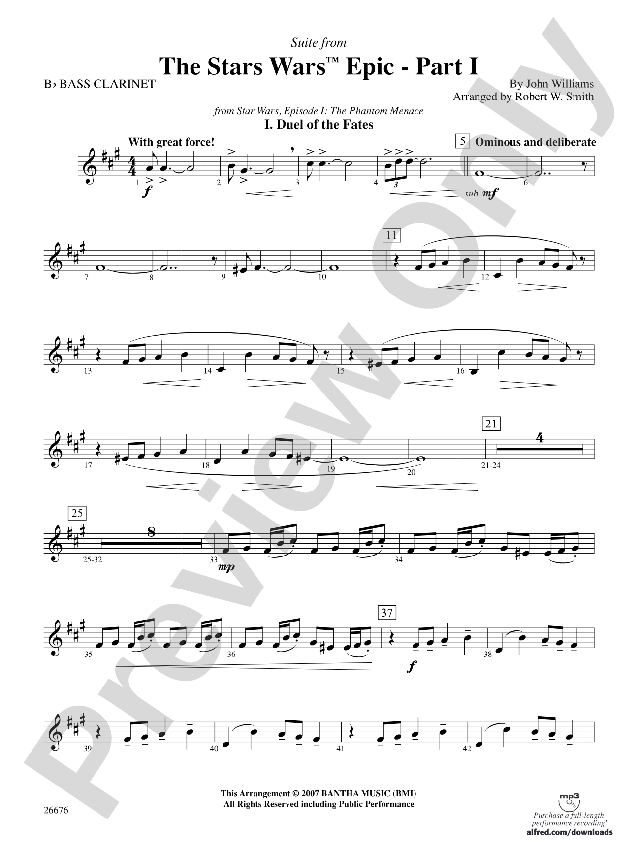 Suite from the Star Wars Epic -- Part I: B-flat Bass Clarinet
