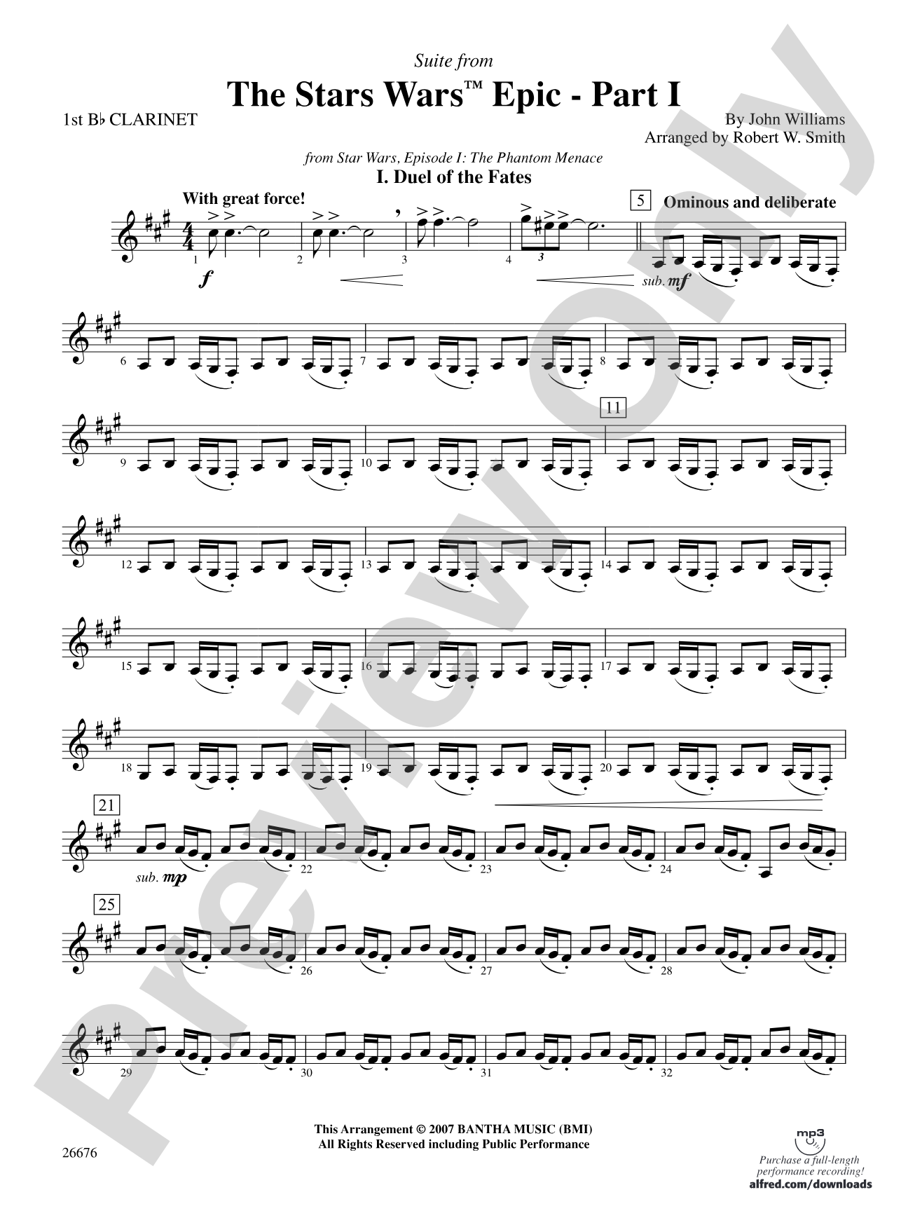 Suite from the Star Wars Epic -- Part I: 1st B-flat Clarinet