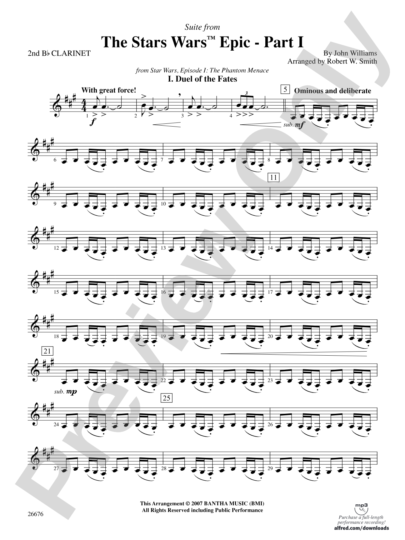 Suite from the Star Wars Epic -- Part I: 2nd B-flat Clarinet