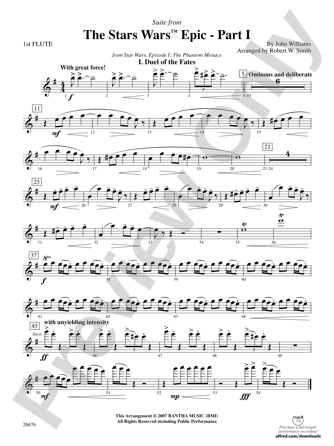 Suite from the Star Wars Epic -- Part I: Flute