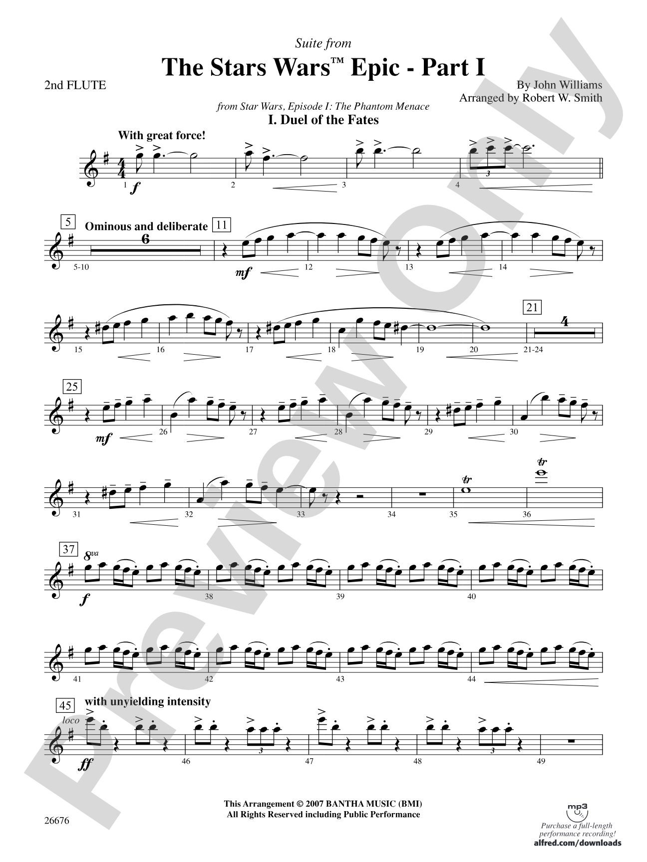 Suite from the Star Wars Epic -- Part I: 2nd Flute