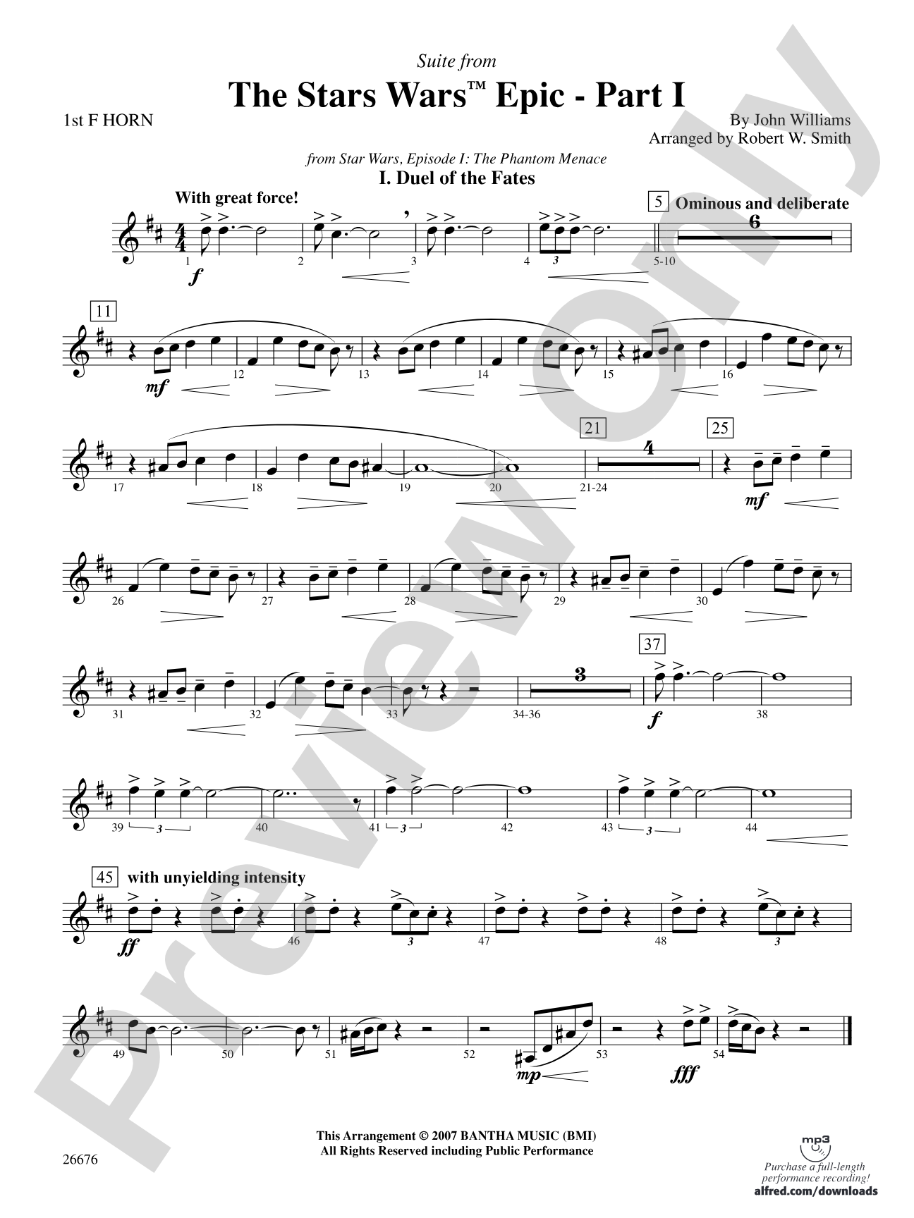Suite from the Star Wars Epic -- Part I: 1st F Horn