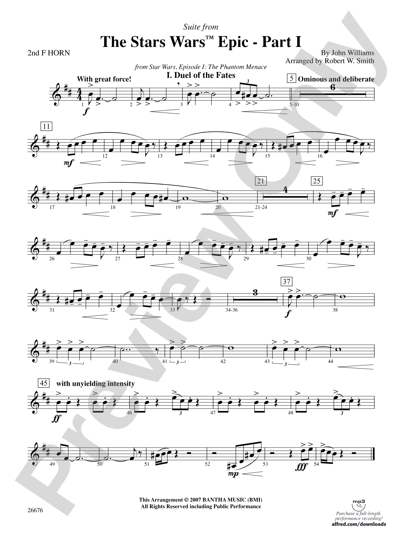 Suite from the Star Wars Epic -- Part I: 2nd F Horn