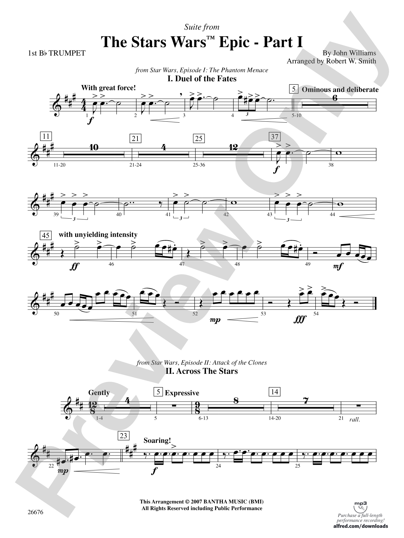 Suite from the Star Wars Epic -- Part I: 1st B-flat Trumpet
