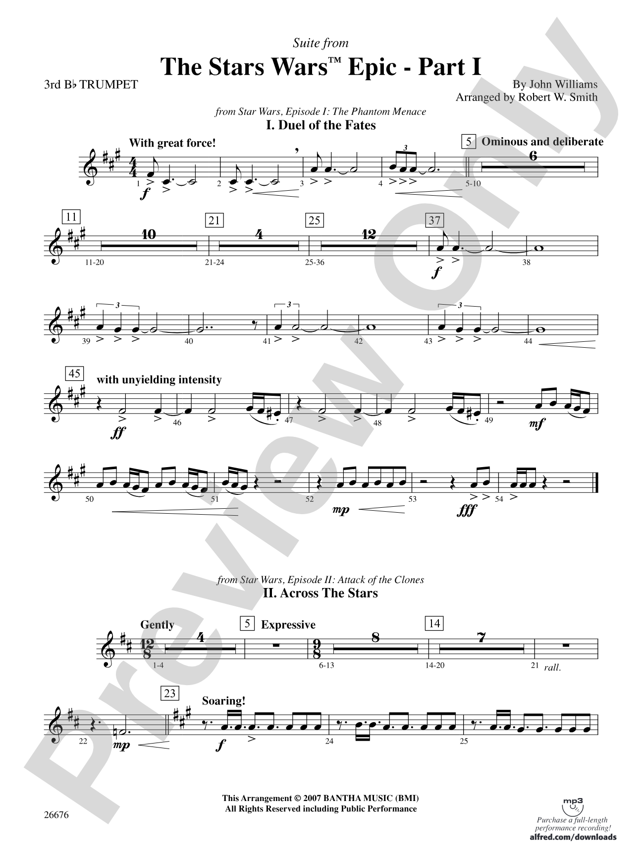 Suite from the Star Wars Epic -- Part I: 3rd B-flat Trumpet