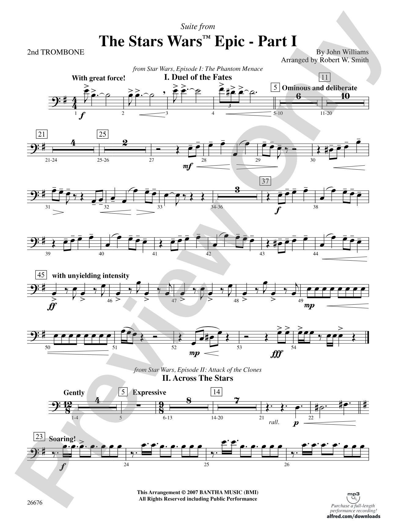 Suite from the Star Wars Epic -- Part I: 2nd Trombone