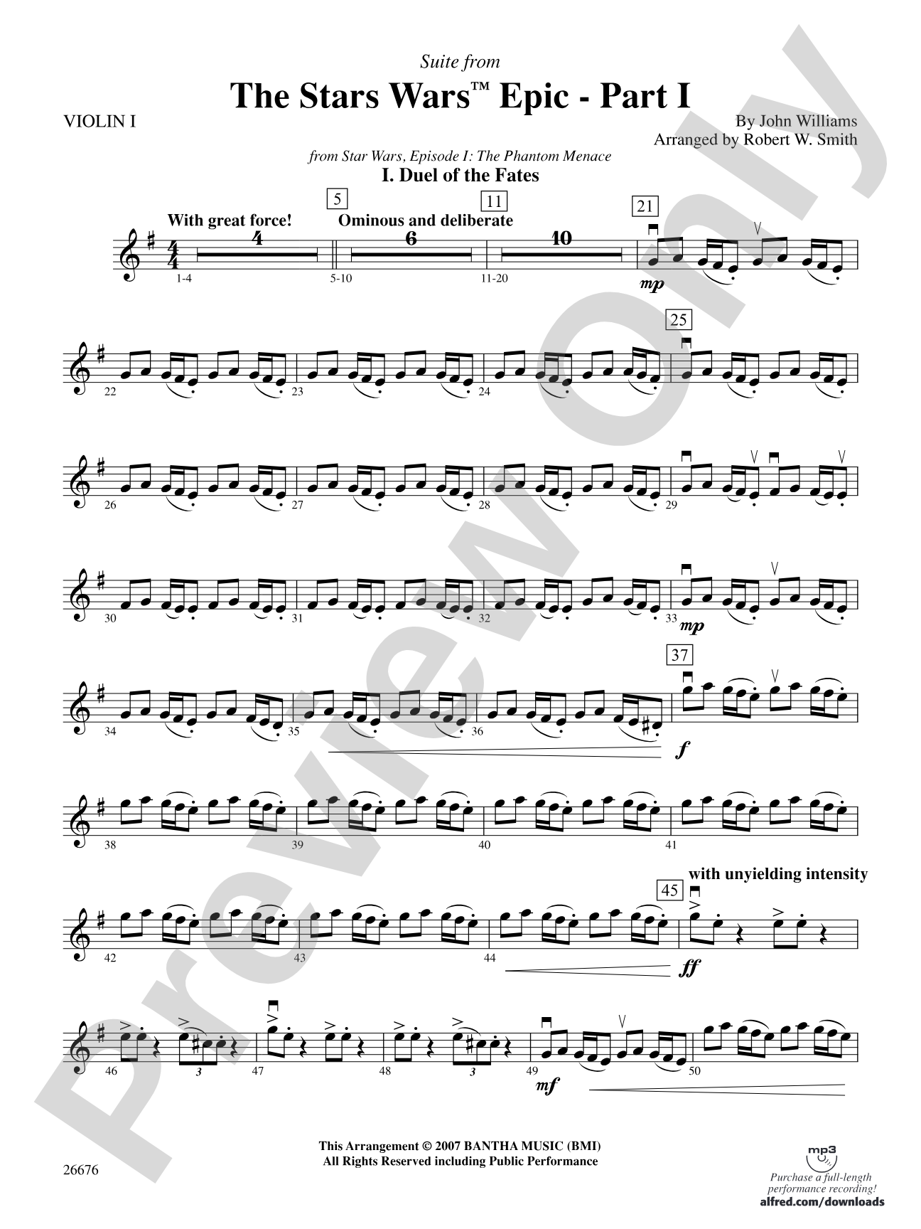 Suite from the Star Wars Epic -- Part I: 1st Violin