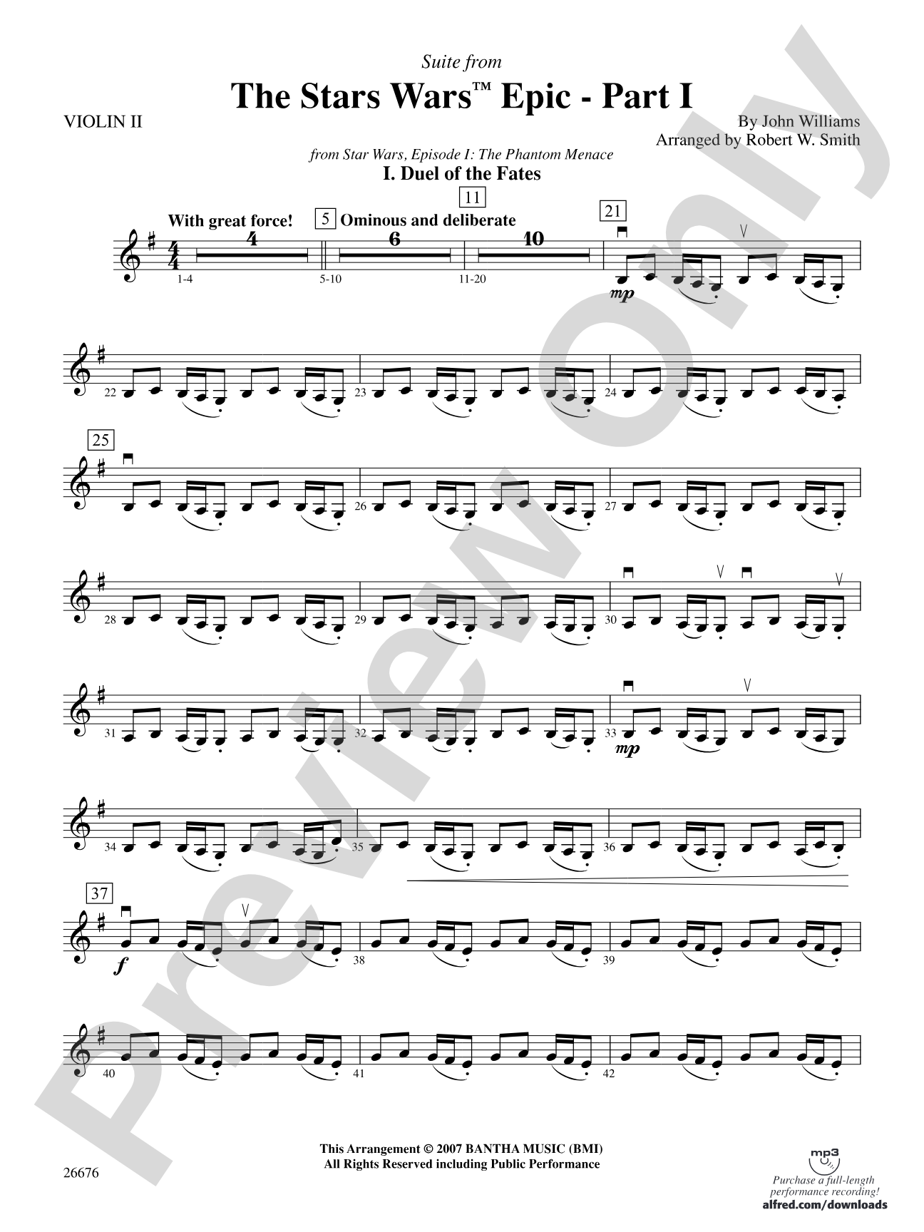 Suite from the Star Wars Epic -- Part I: 2nd Violin