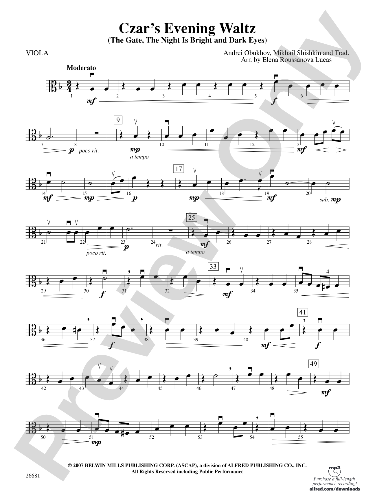 Czar's Evening Waltz: Viola