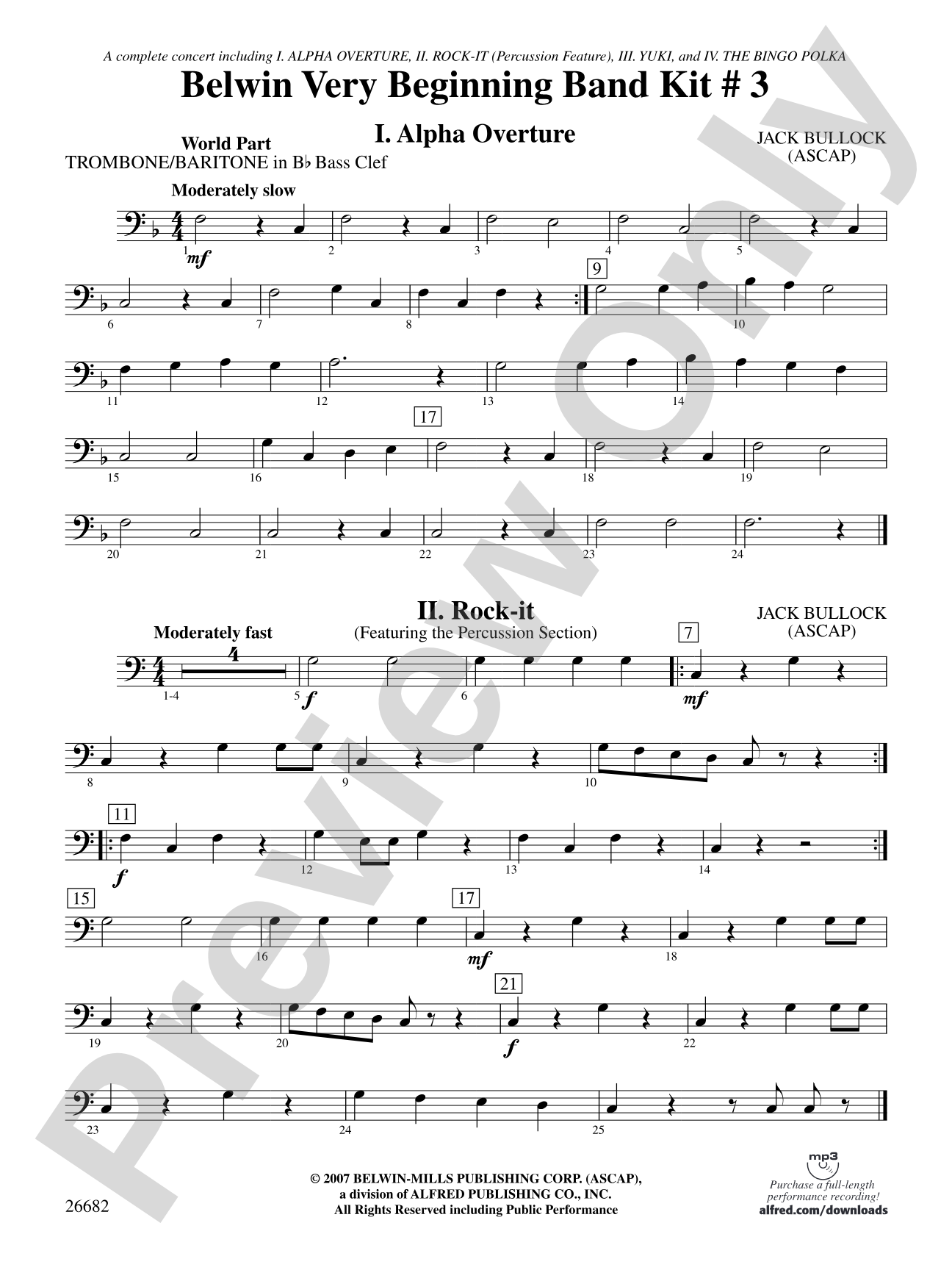 Belwin Very Beginning Band Kit #3: (wp) 1st B-flat Trombone B.C.