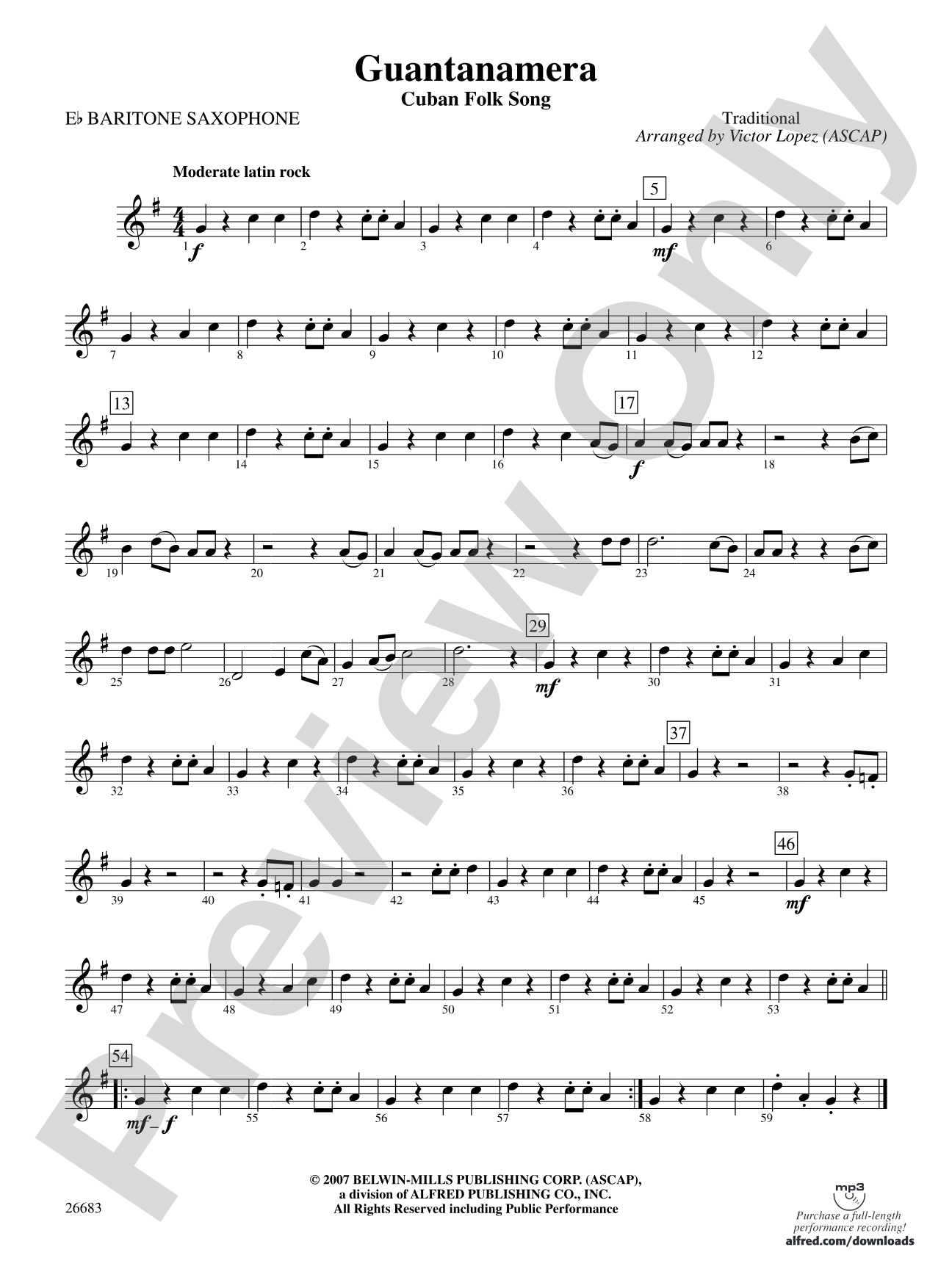 Guantanamera: E-flat Baritone Saxophone