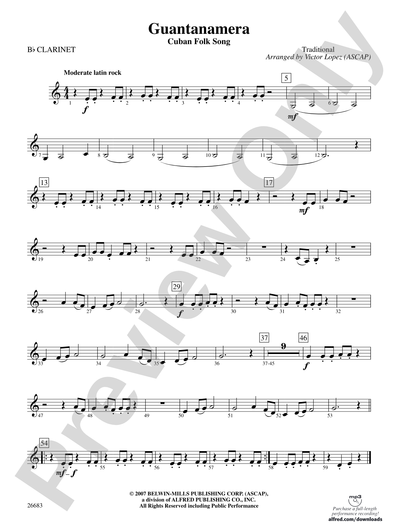 Guantanamera: 1st B-flat Clarinet
