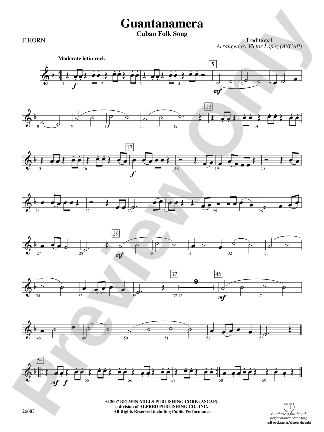 Guantanamera: 1st F Horn