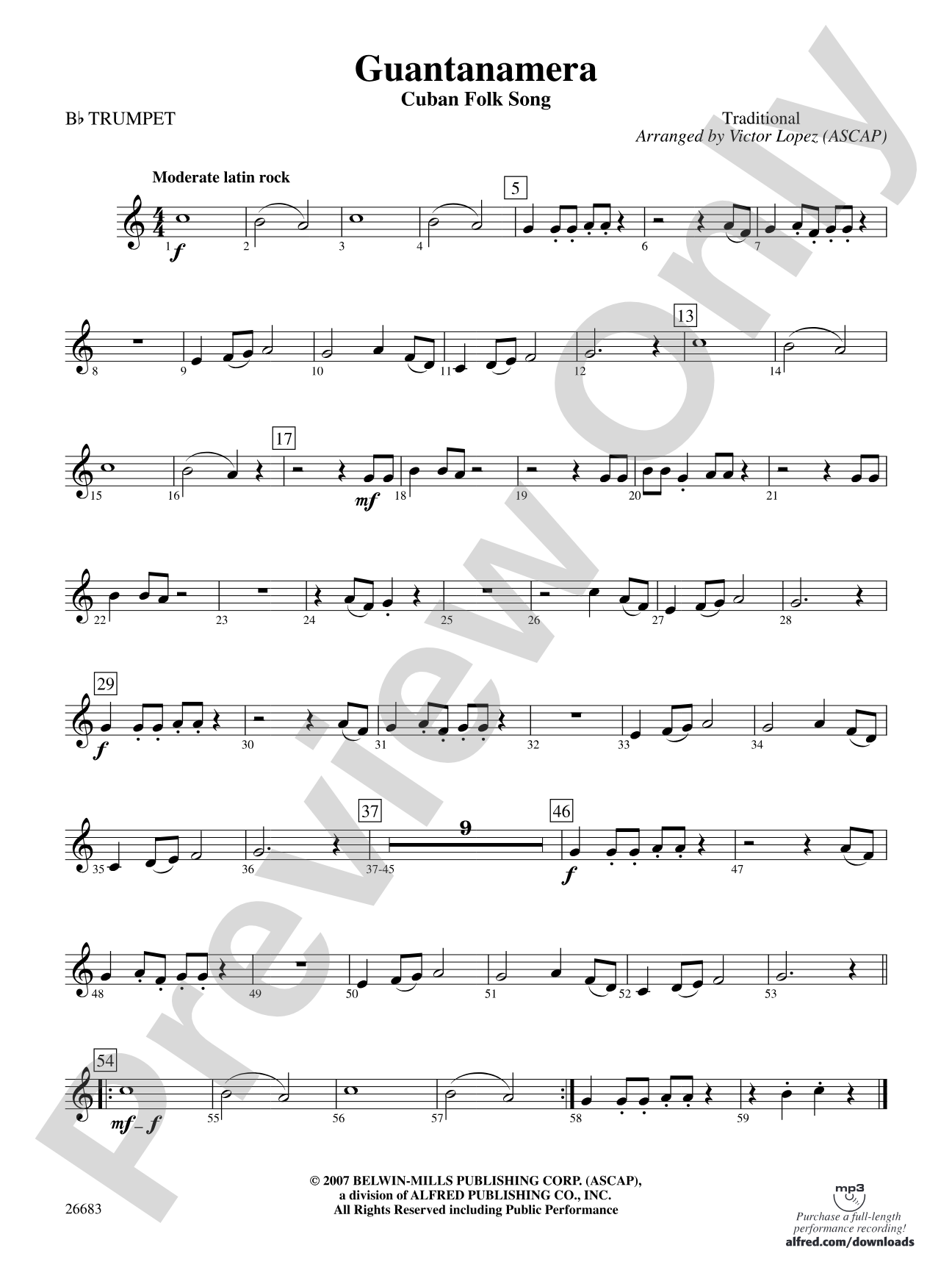 Guantanamera: 1st B-flat Trumpet