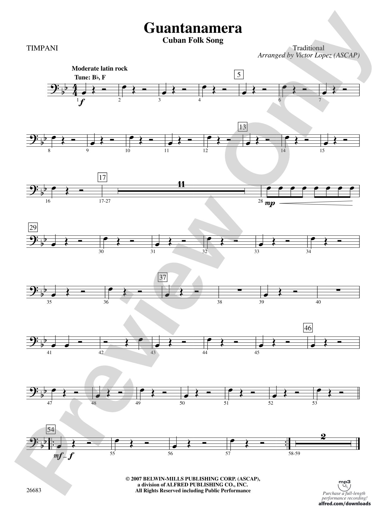 Guantanamera: Timpani