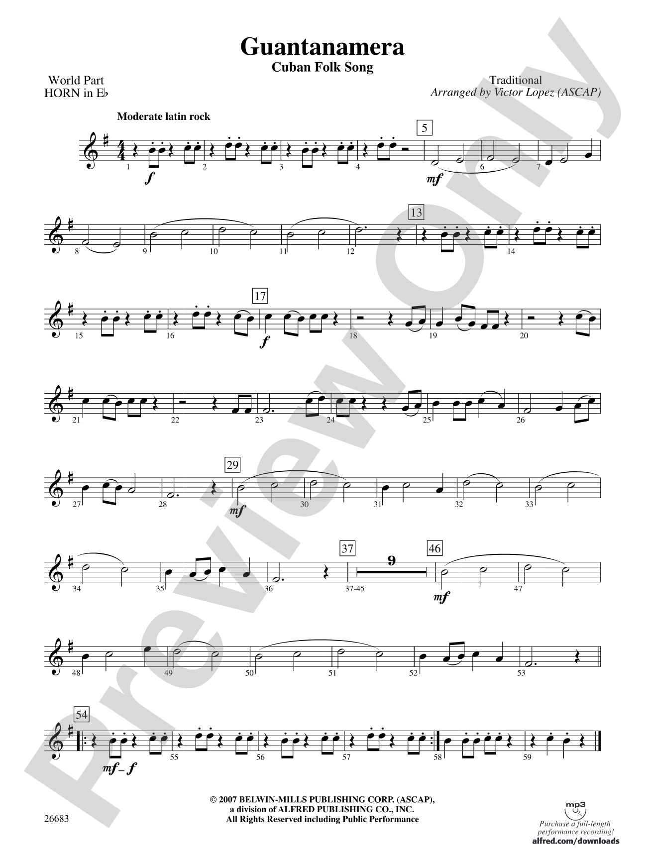 Guantanamera: (wp) 1st Horn in E-flat