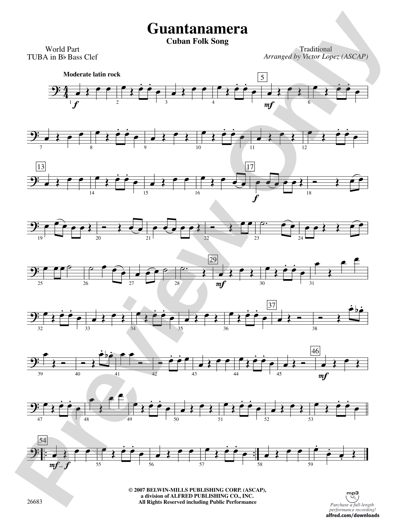 Guantanamera: (wp) B-flat Tuba B.C.