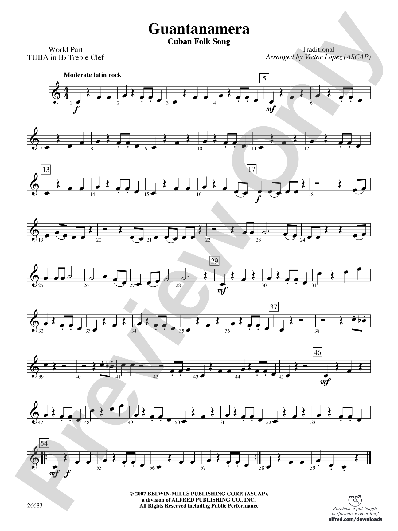 Guantanamera: (wp) B-flat Tuba T.C.