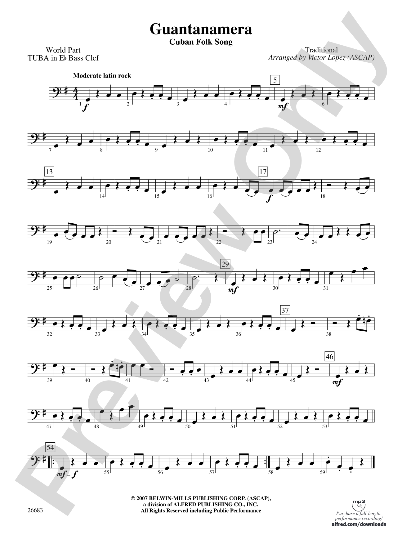 Guantanamera: (wp) E-flat Tuba B.C.