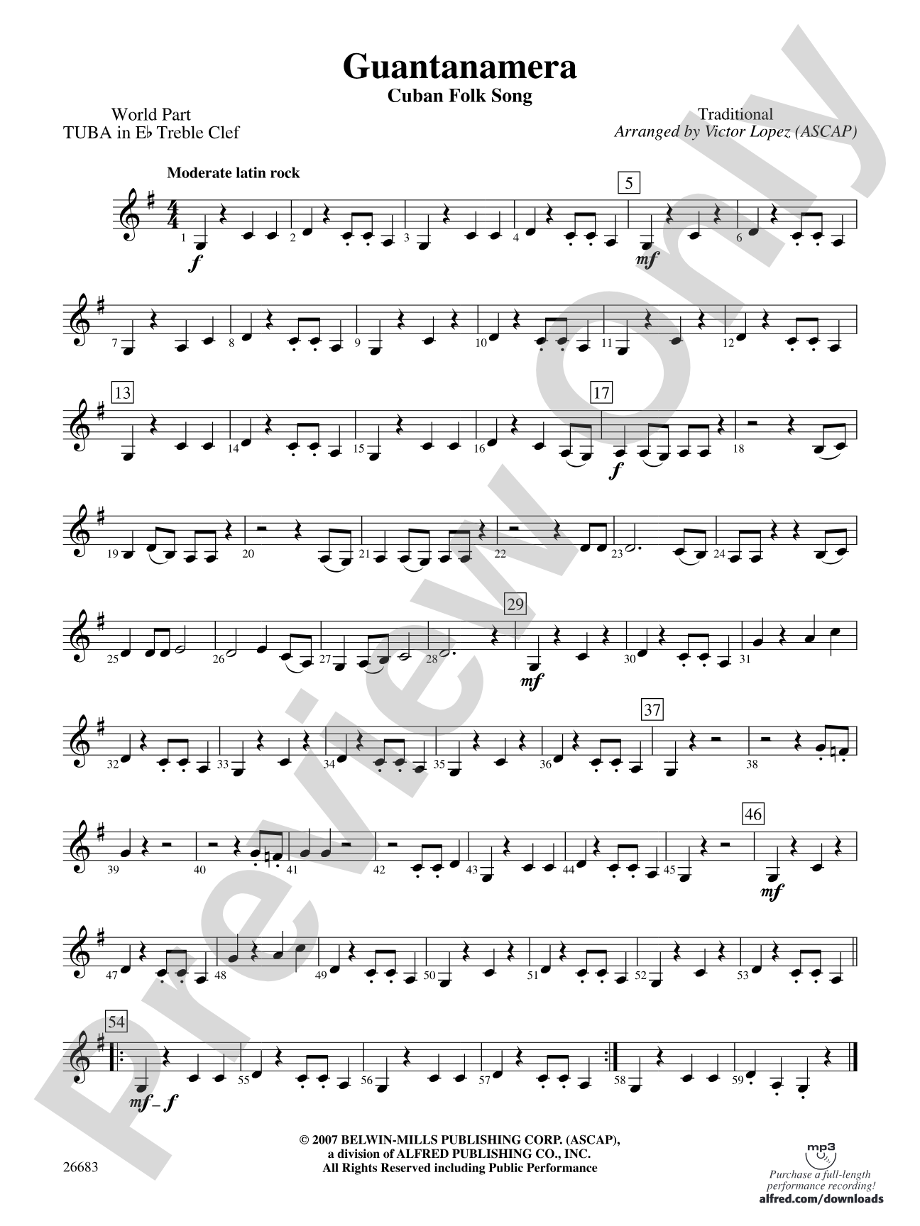 Guantanamera: (wp) E-flat Tuba T.C.