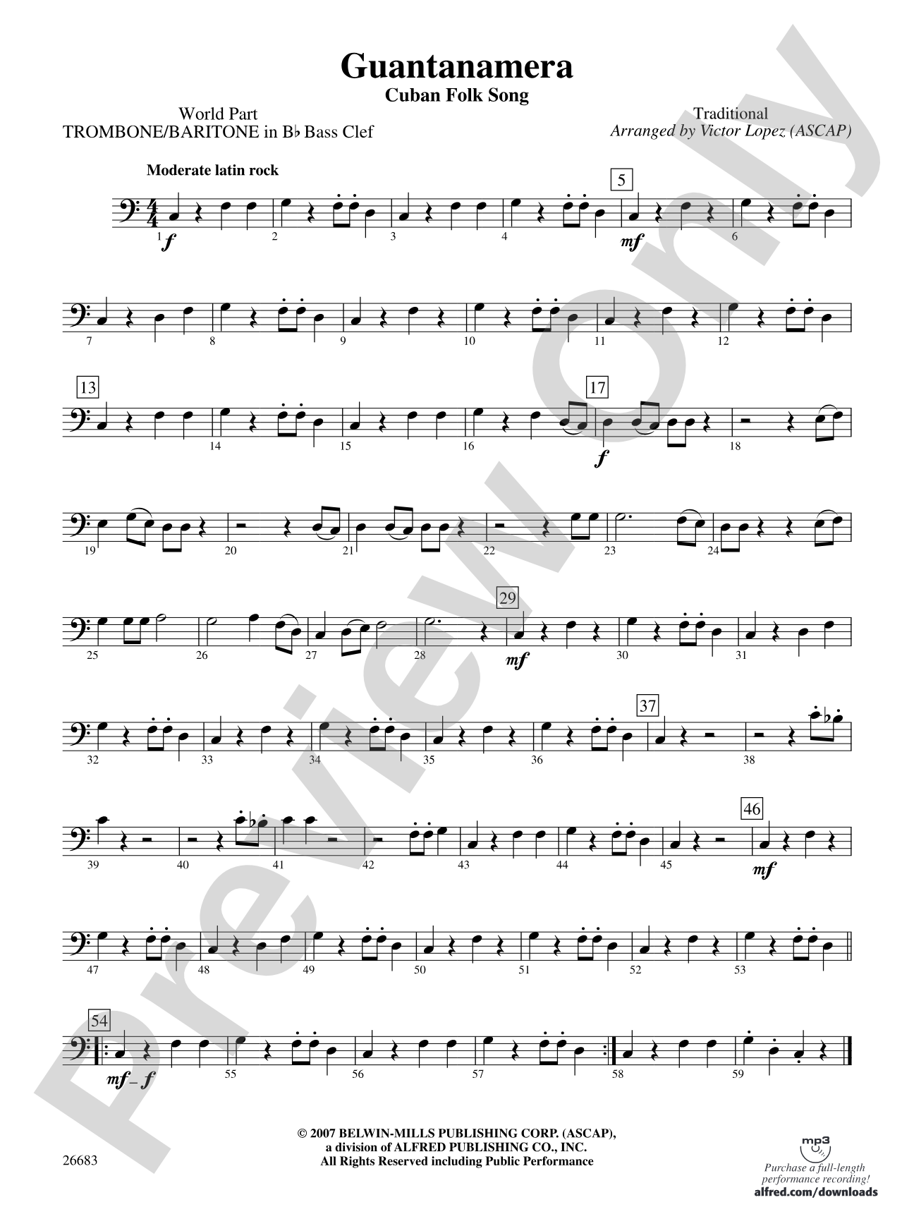 Guantanamera: (wp) 1st B-flat Trombone B.C.